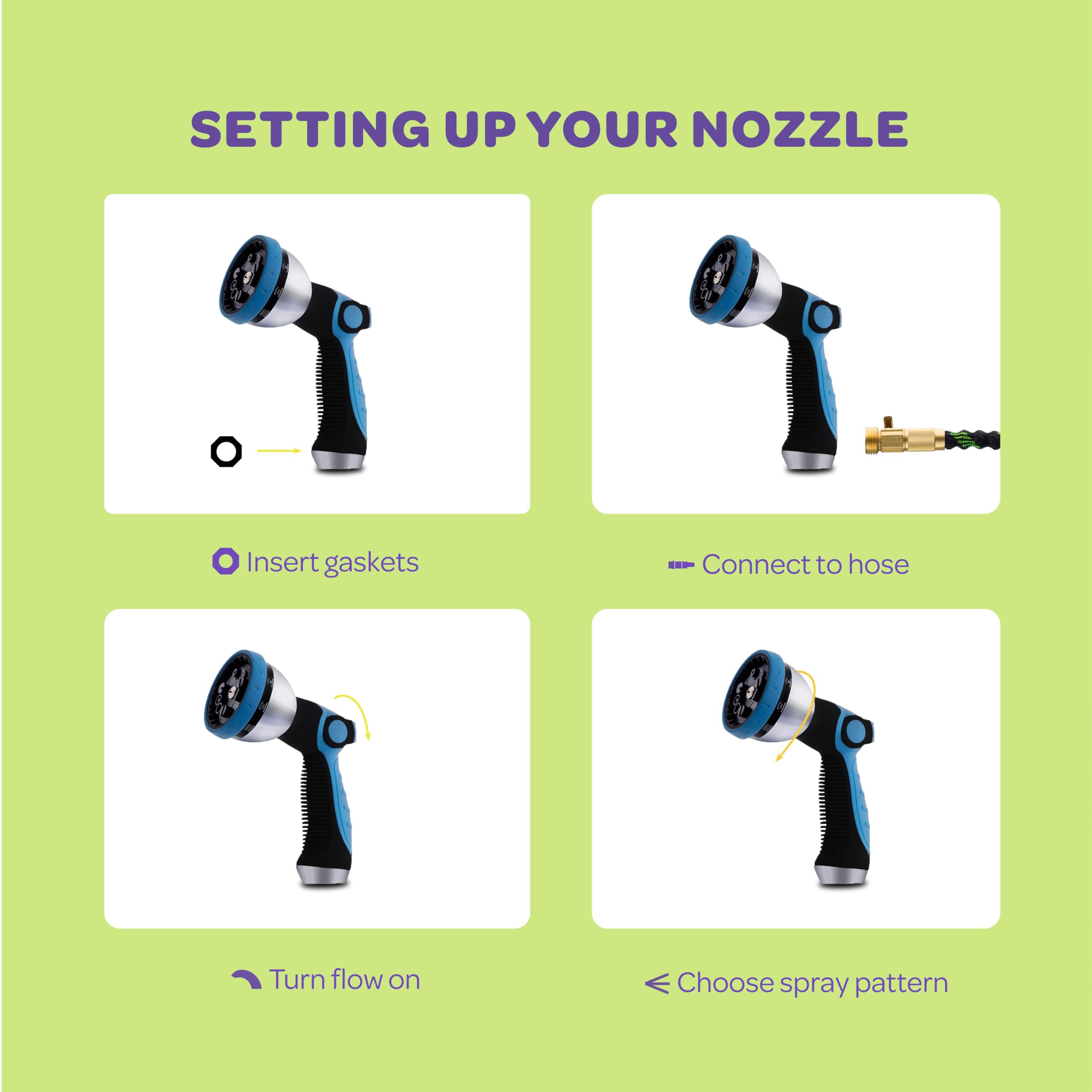 **Heavy Duty Garden Hose Nozzle [2 Pack] - 10 Adjustable Spray Patterns, Thumb Control & Ergonomic Grip - Perfect for Watering Plants, Lawns, Car Washing, and Outdoor Cleaning**