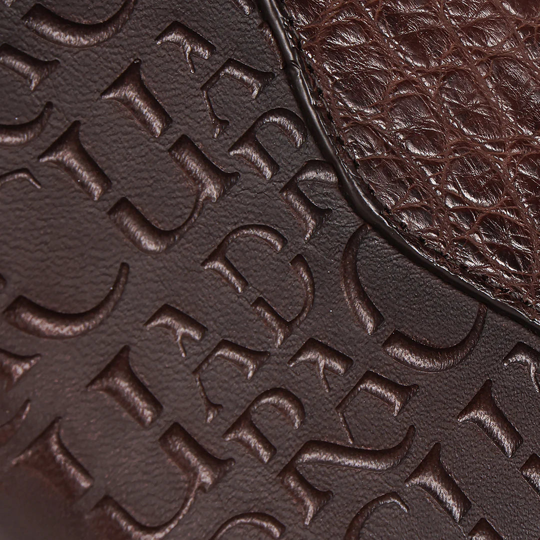 Premium Men's Alligator Print Bi-Fold Wallet - BC027AL Chocolate Brown Leather Wallet for Everyday Use & Business Occasions