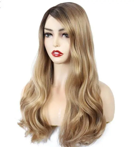 Carly Ombre Wavy Long Lace Front Wig - Black, Brown, Blonde | Natural Looking Synthetic Hair for Cosplay, Daily Wear & Special Occasions
