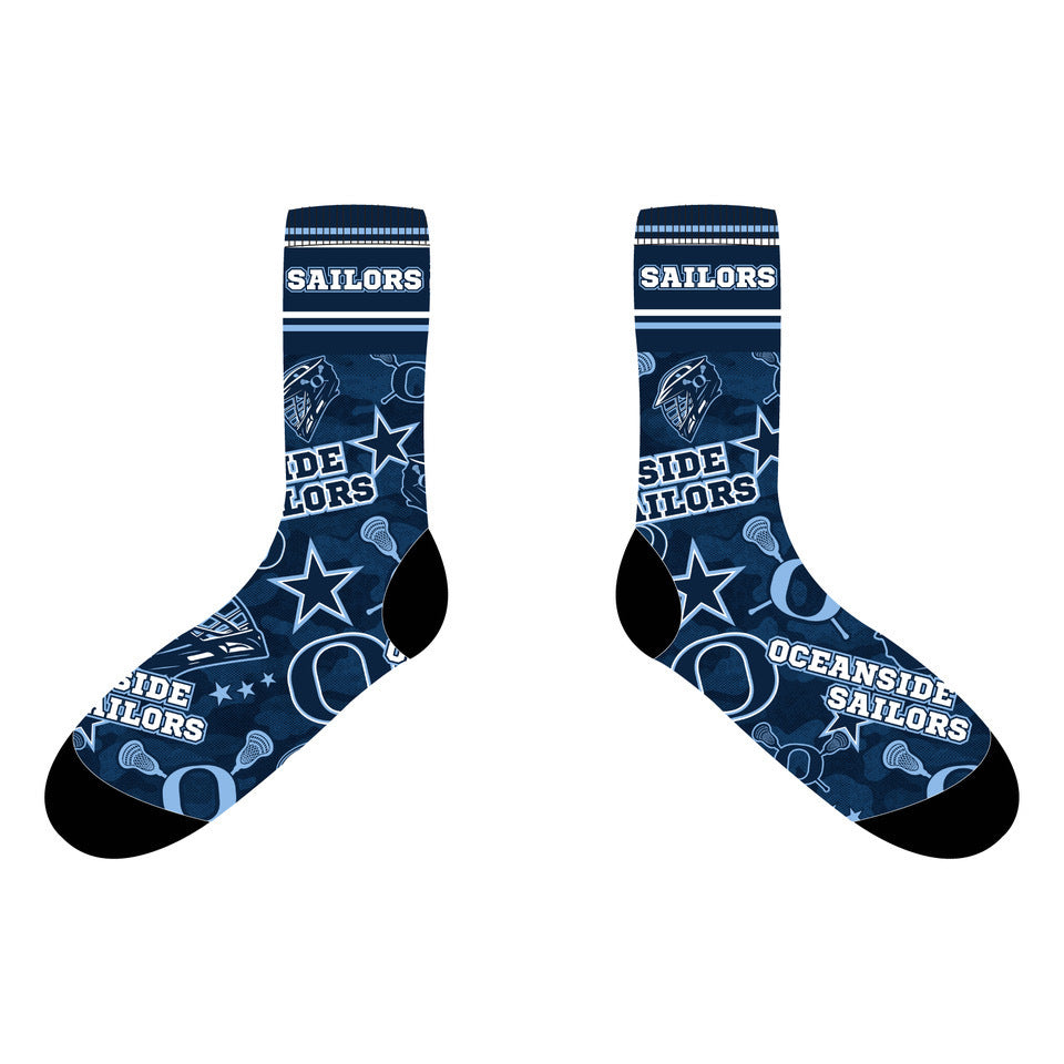 Youth Oceanside Lacrosse Crew Socks - Comfortable Athletic Socks for Boys & Girls - Perfect for Lacrosse, Soccer, Baseball & School Sports