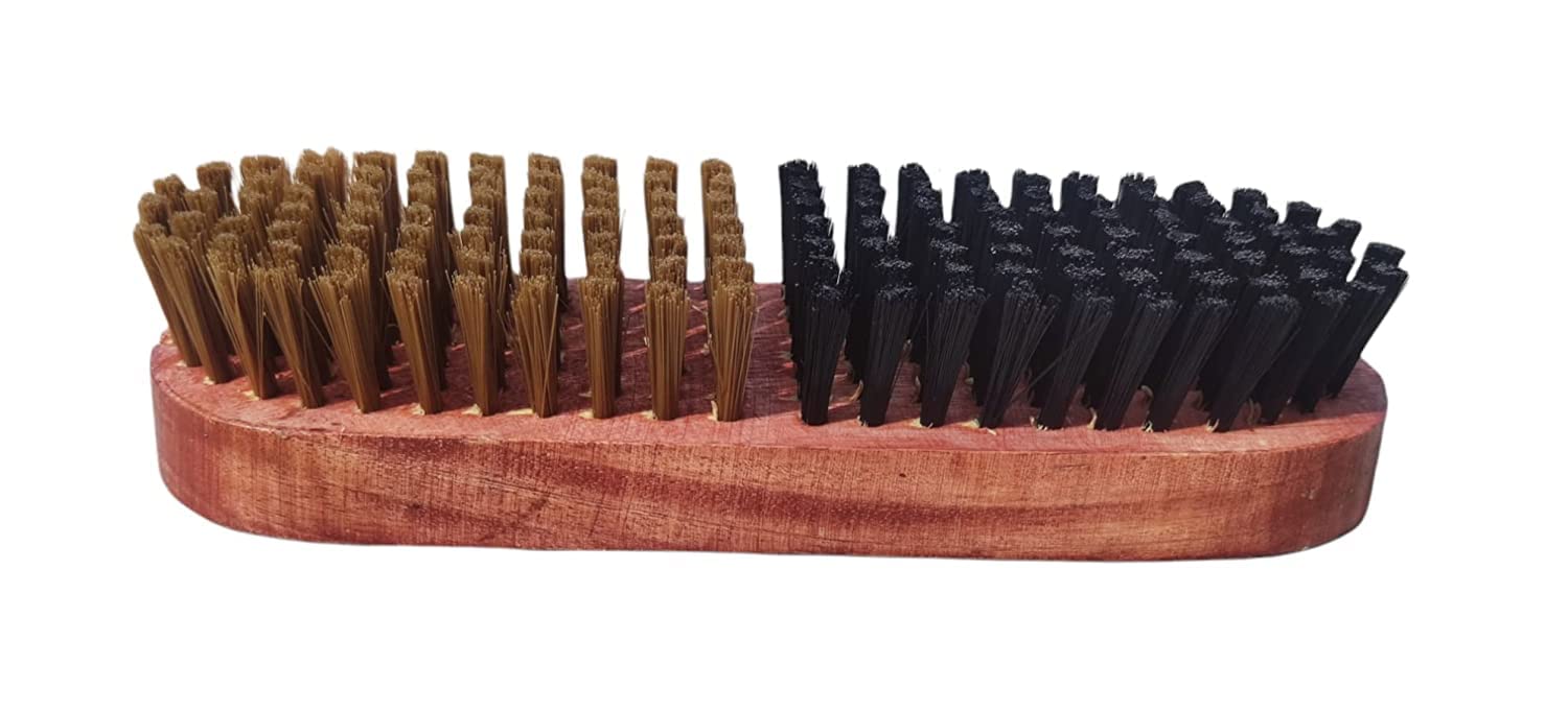 Antiter 2-in-1 Multipurpose Cleaning Brush Set - Shoe Shine Polish Brush & Coat Brush - Nylon Bristles for Shoes, Furniture & Car Detailing (Black & Brown, 2-Pack) - Perfect for Home Cleaning, Leather Care & Auto Interior Maintenance