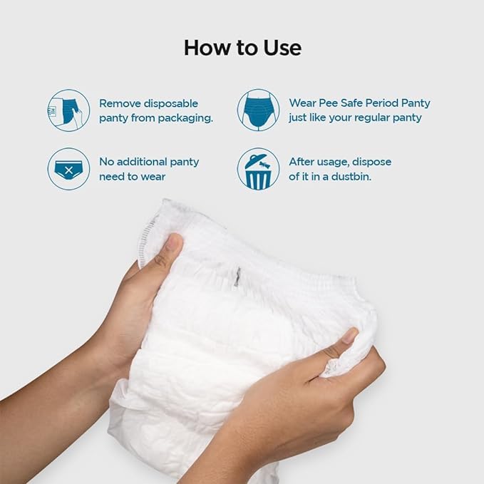 Pee Safe Disposable Period Panties for Women - Leak Proof, XL-XXL, Pack of 8 | 360° Protection, Overnight Comfort, Rash & Toxin Free | No Leakage, Seamless Fit | Perfect for Travel, Workouts & Overnight Use