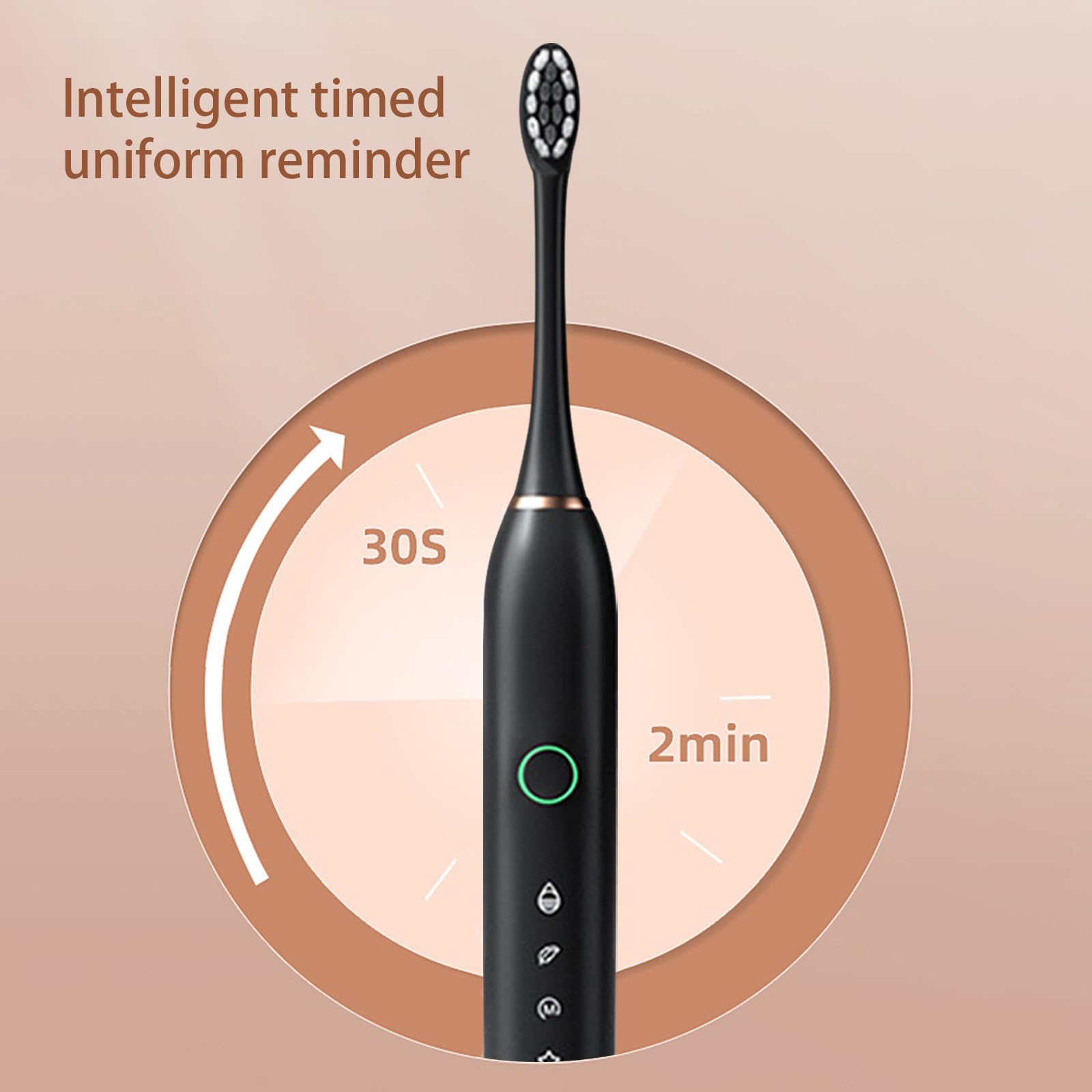 Premium Electric Toothbrush for Adults - 8 Replacement Brush Heads, 6 Cleaning Modes, IPX7 Waterproof - Perfect Travel Toothbrush with Case (Black) | Ideal for Home Use, Business Trips & Gifts for Women & Men