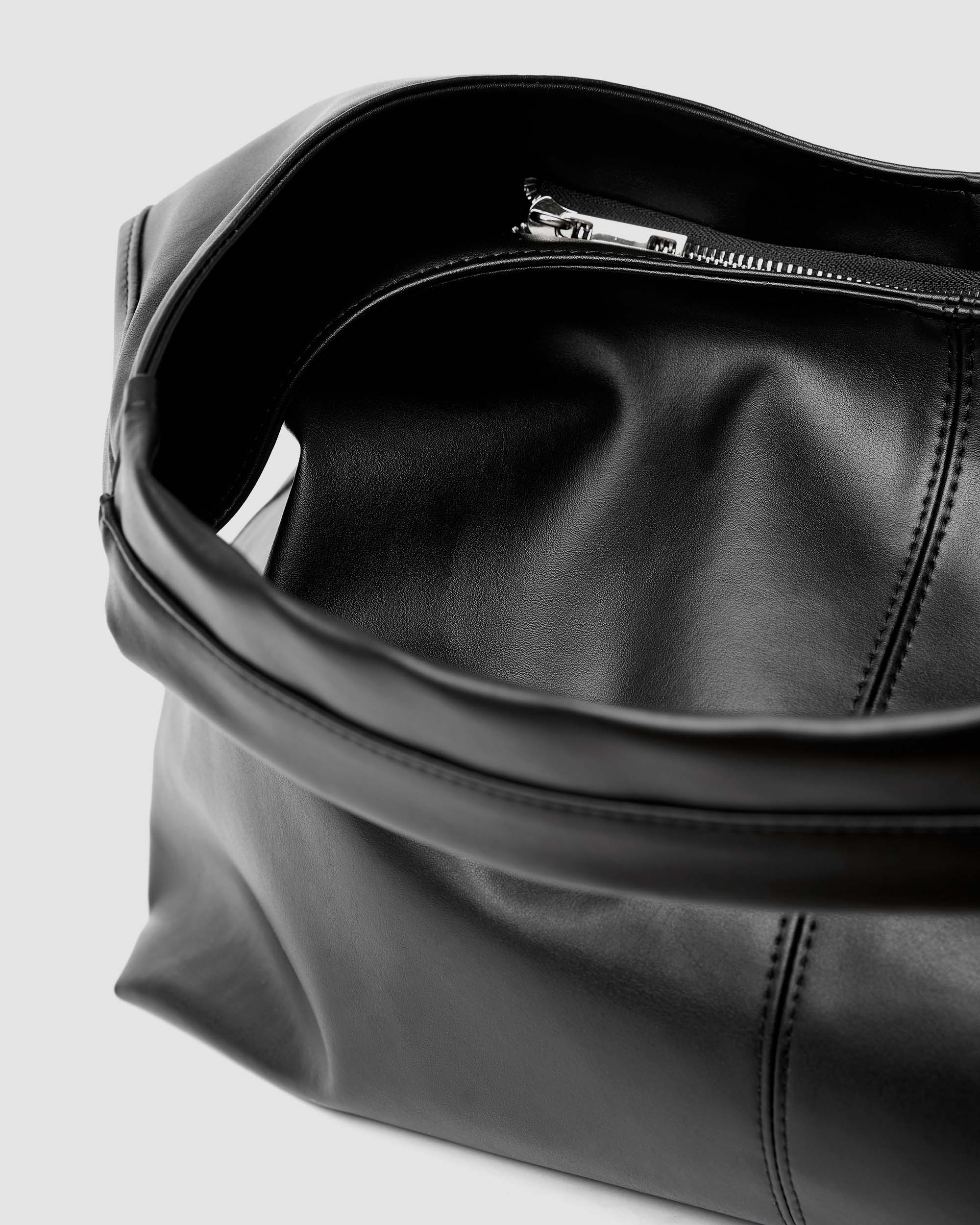 Bohemian Vegan Leather Tote Bag for Women - Eco-Friendly Grape Leather Slouchy Handbag in Black | Perfect for Work, Travel & Everyday Use