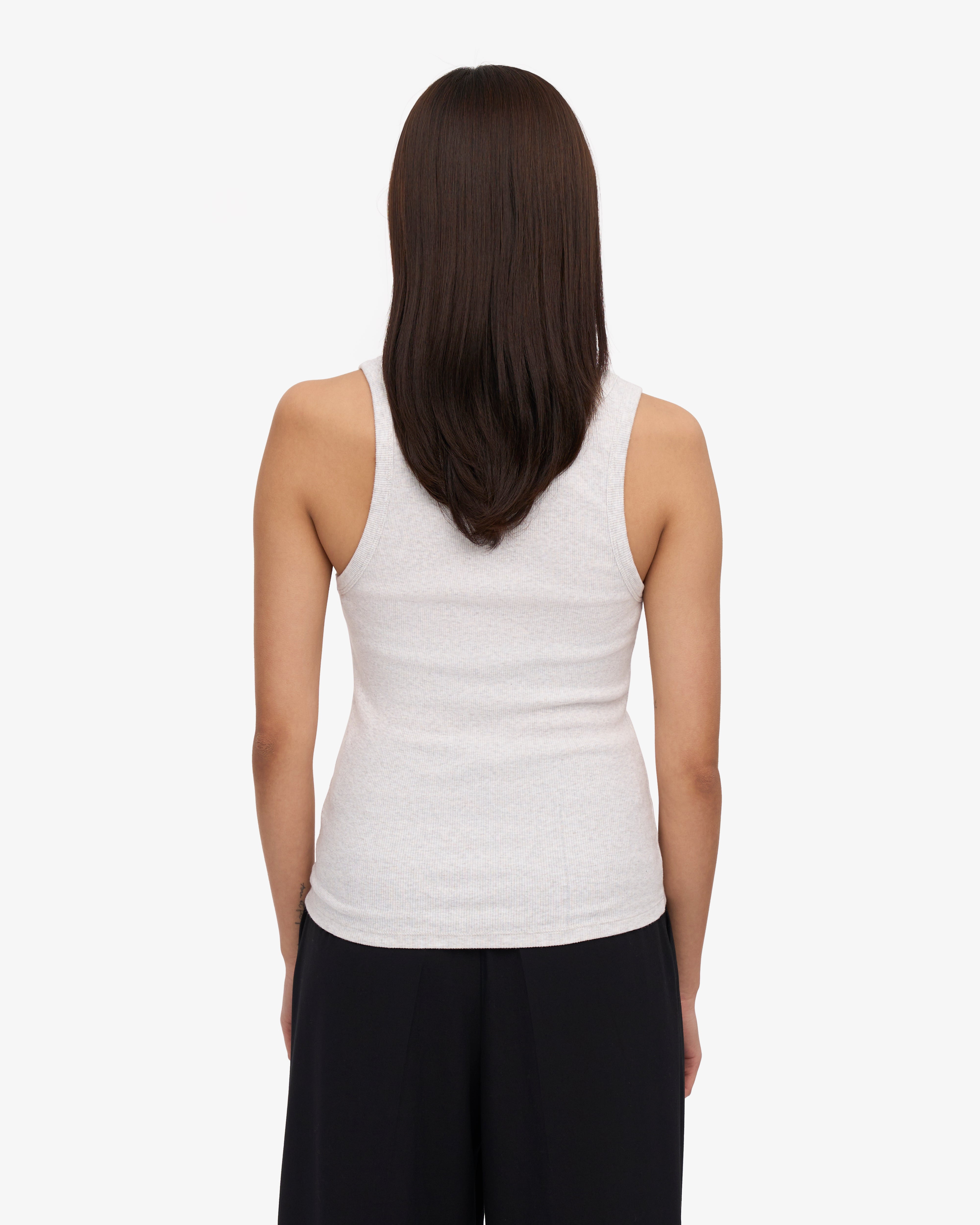 Organic Cotton Ribbed Tank Top for Women - Soft & Breathable Snow Melange - Perfect for Yoga, Summer Outfits & Layering