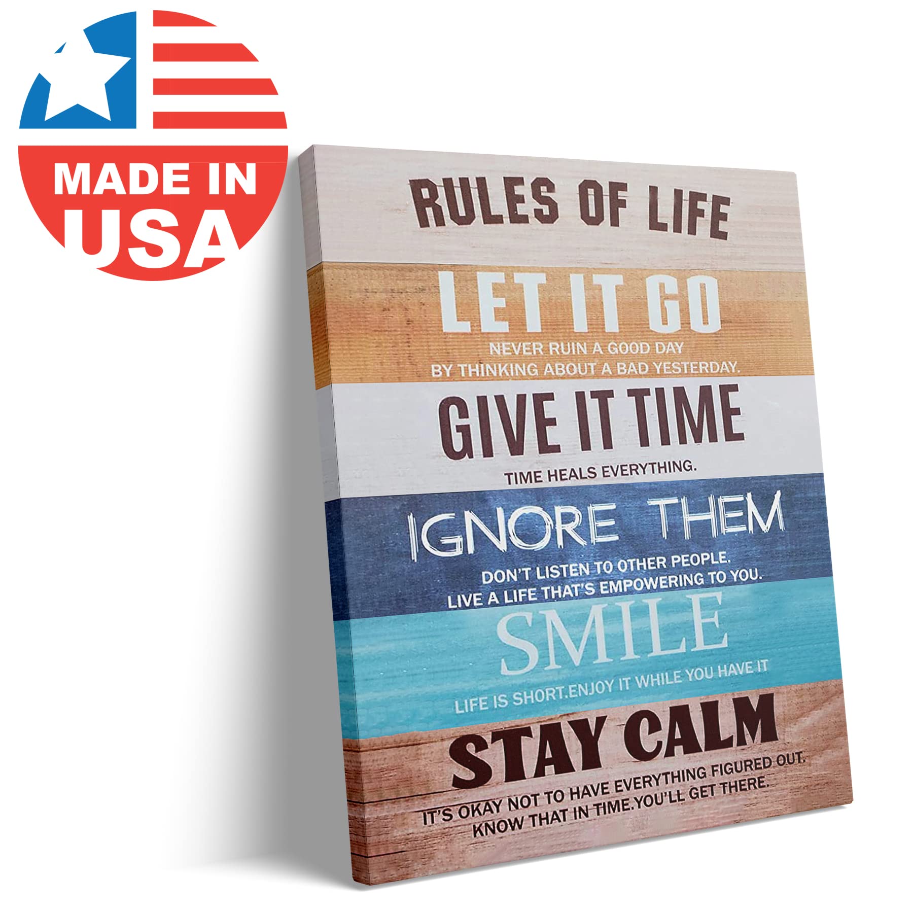 Sunwes Motivational Poster Canvas - Rules of Life Inspirational Wall Art for Office & Home Decor (8x10 Inches) | Perfect for Bedroom, Dorm Room & Workspace - Uplifting Gift Idea for Students & Professionals