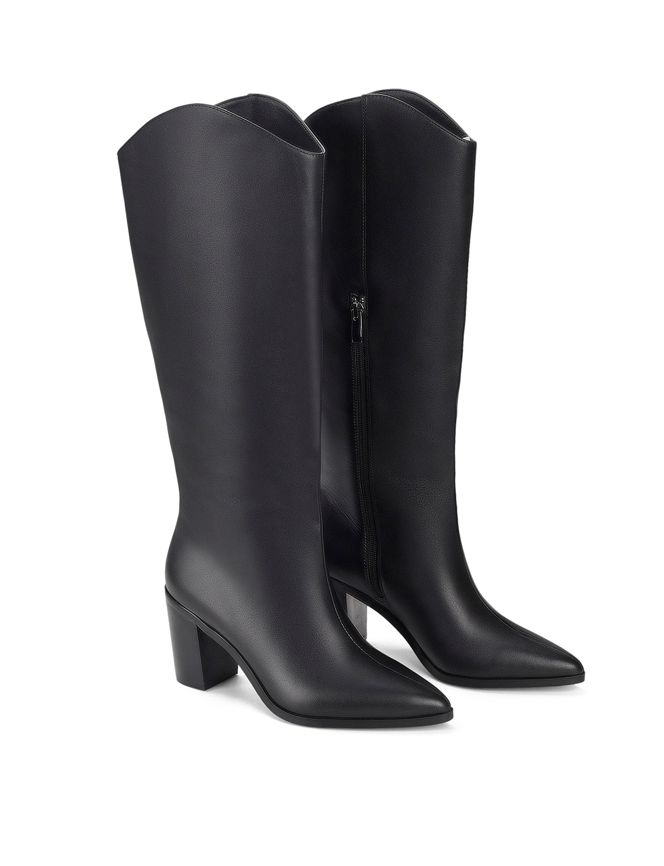 Clinton Women's Black Leather Long Boots - Stylish Knee-High Winter Boots for Fashion & Outdoor Wear
