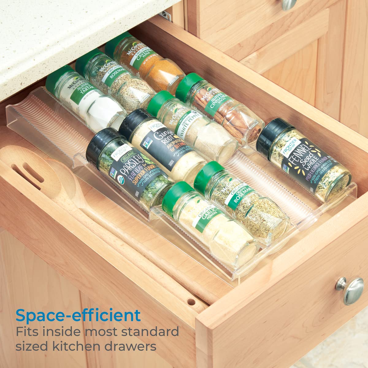 iDesign Linus Spice Rack - Clear Kitchen Drawer Organizer for Spices, Utensils & More | Perfect for Pantry, Cabinet & Countertop Storage