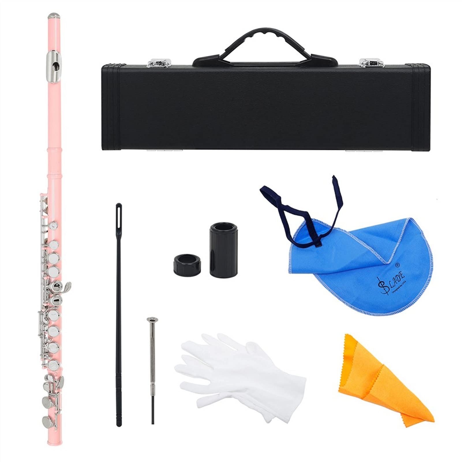 16-Hole C Key Rose Gold Cupronickel Flute with Leather Case - Professional Closed Hole Transverse Flute Instrument for Beginners & Students - Perfect for School Bands, Music Lessons & Home Practice