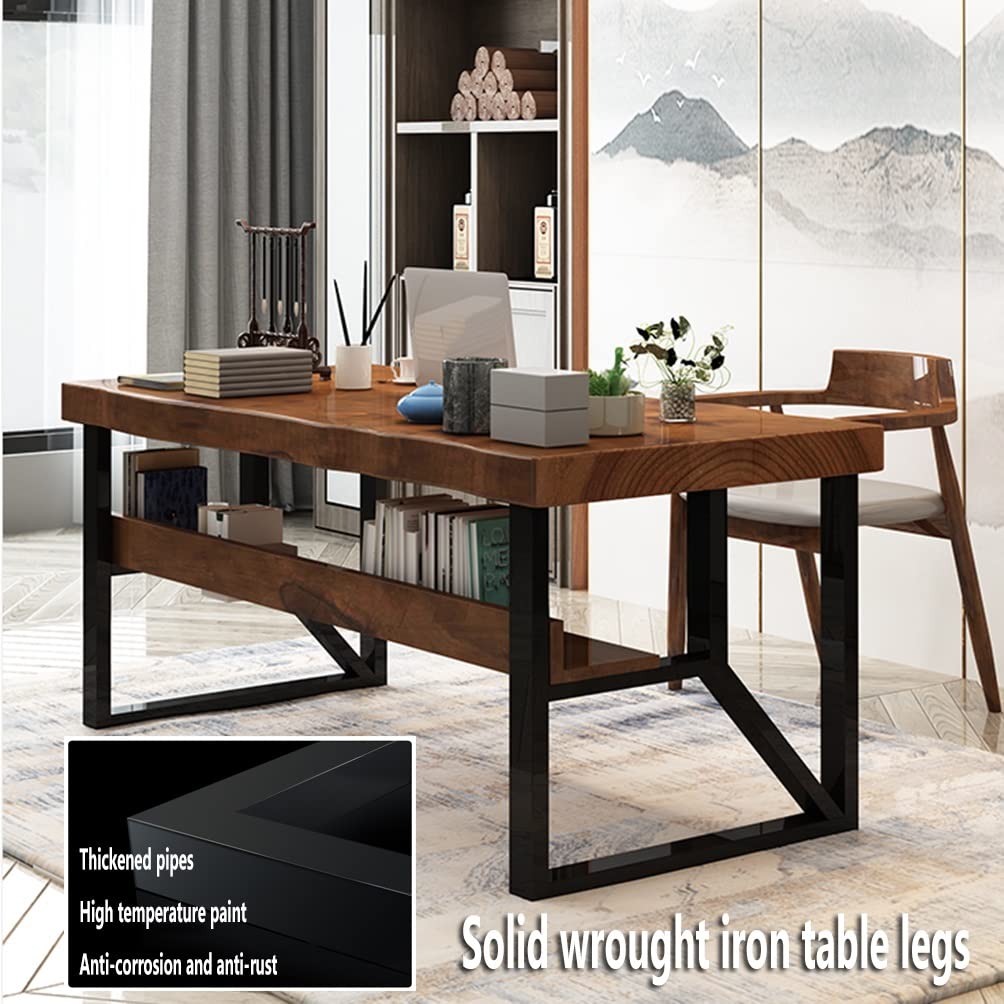 Solid Wood Computer Desk with Drawers & Storage Shelves - Modern Minimalist Home Office Desk, Writing Desk, Study Table (120-280cm) - Perfect for Small Spaces, Home Office & Remote Work (Size: 280X100X75CM)