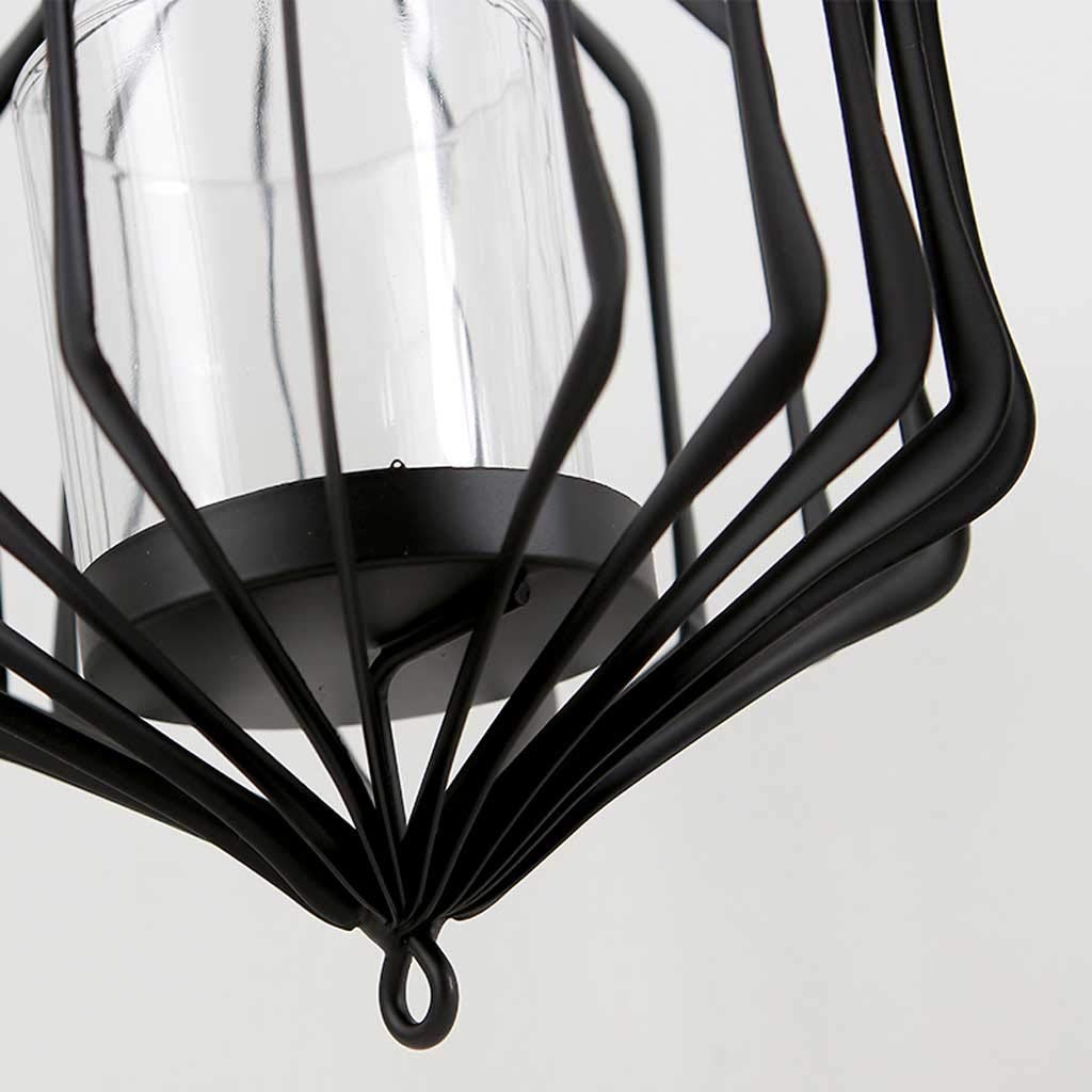 Modern Minimalist Wrought Iron Candle Chandelier - 35cm Chain Black Candle Holder for Home, Garden & Cafe Decor - Elegant Wall Sconces for Romantic Ambiance, Wedding & Outdoor Lighting