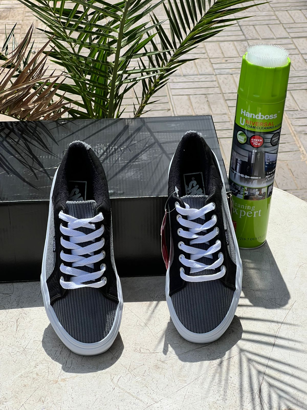 Vans Two Tone Ribbed Grey & Black Sneakers - Classic Skate Shoes for Men & Women | Casual Streetwear & Skateboarding