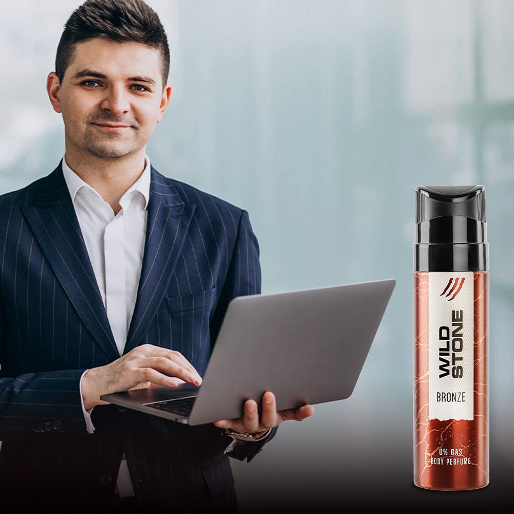 Wild Stone Bronze Perfume Body Spray for Men - 2 Pack (120ml Each) | Long-Lasting Fragrance, No Gas Deodorant | Perfect for Gym, Office & Night Out