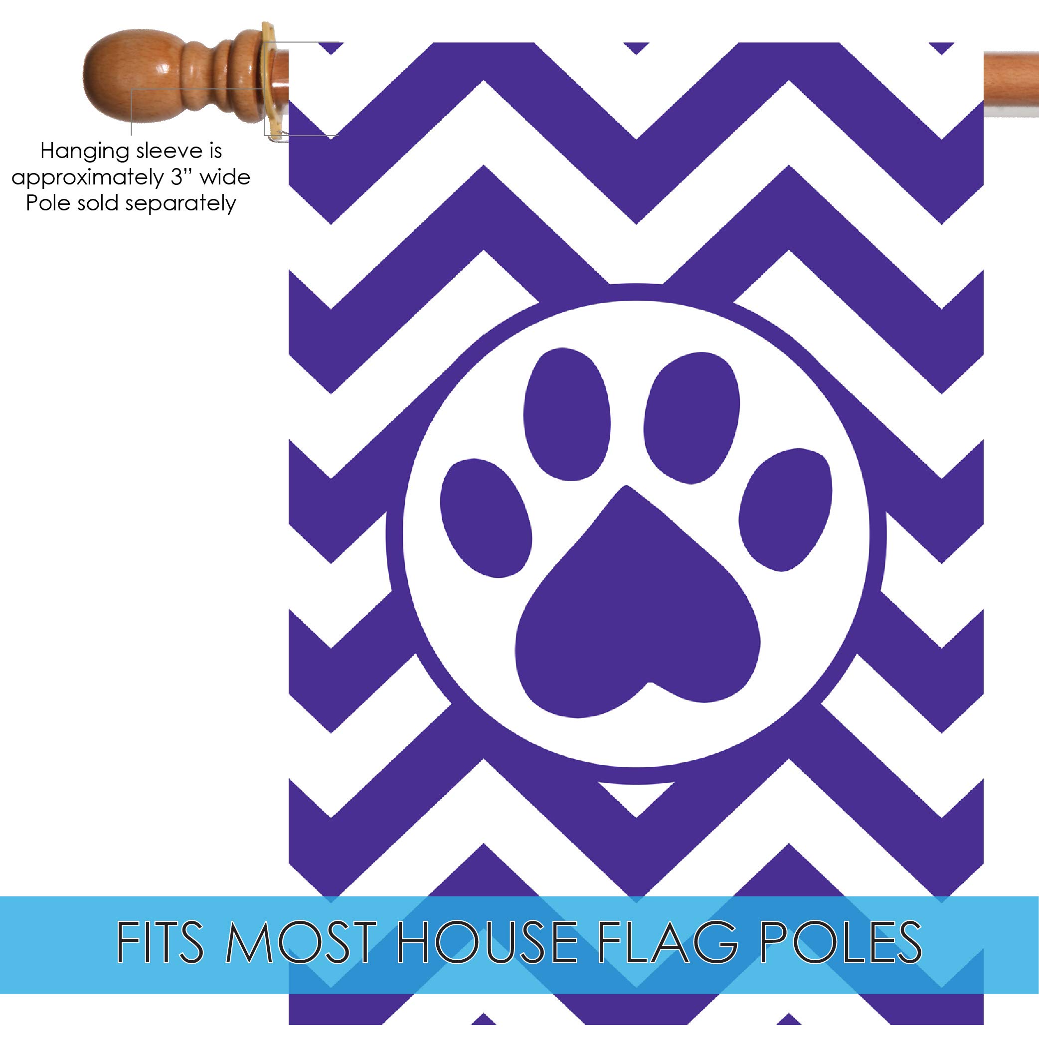 Toland Home Garden 109508 Chevron Paw Print Flag - 28x40 Inch Double Sided Dog Cat Pet Yard Flag - Weatherproof Outdoor House Decoration for Garden, Porch & Walkway