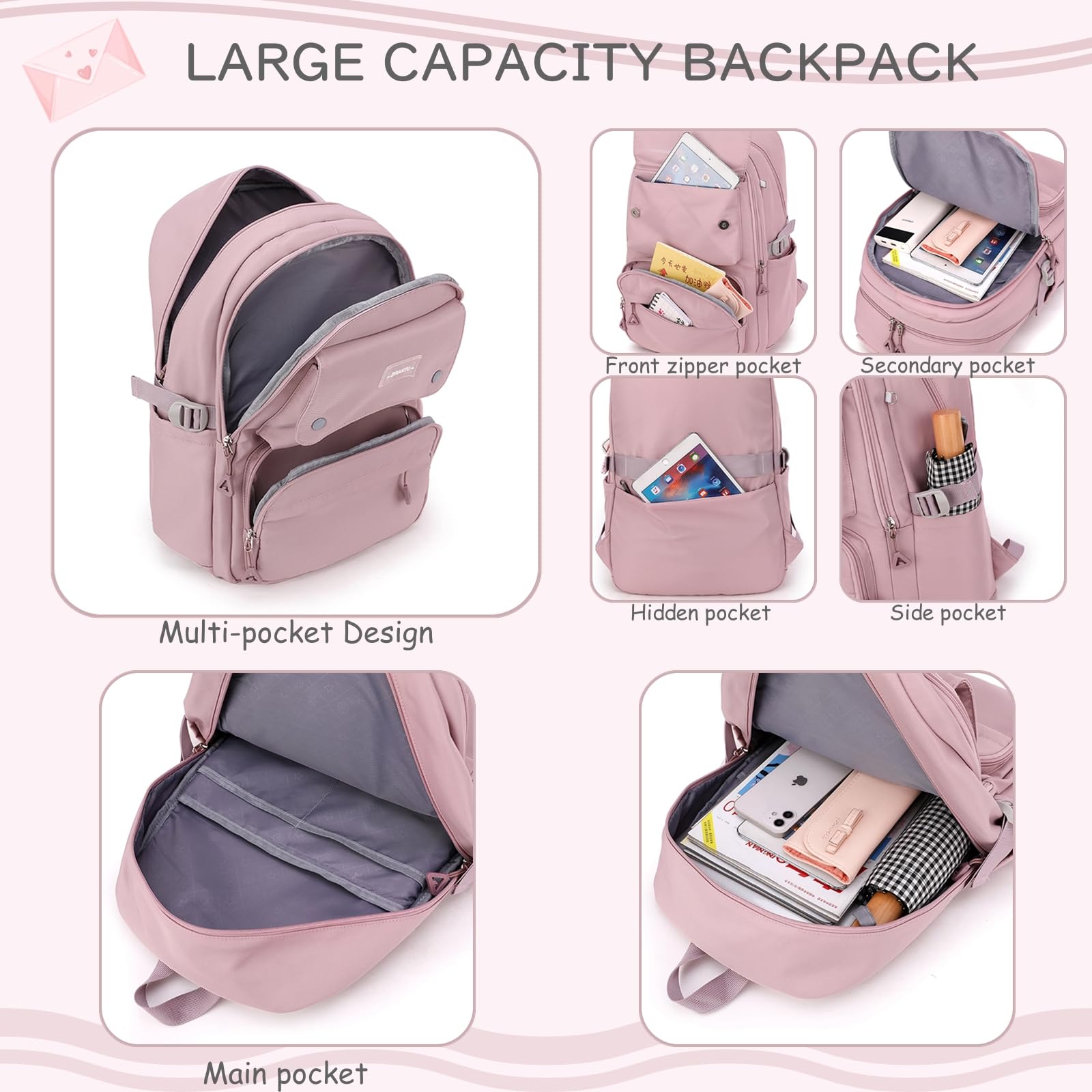 **Kids Waterproof Backpack for Girls - Lightweight School Bag for Elementary & Middle School, Teen Travel, Books & Daily Use - Durable Solid Color Casual Backpack**