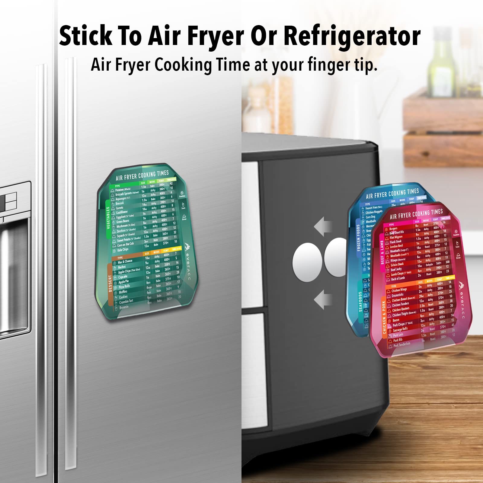 **Air Fryer Magnetic Cheat Sheet Set – Instant Cooking Times Chart & Quick Reference Guide for Air Fryer Accessories – Perfect for Kitchen, Frying, and Meal Prep (Red)**