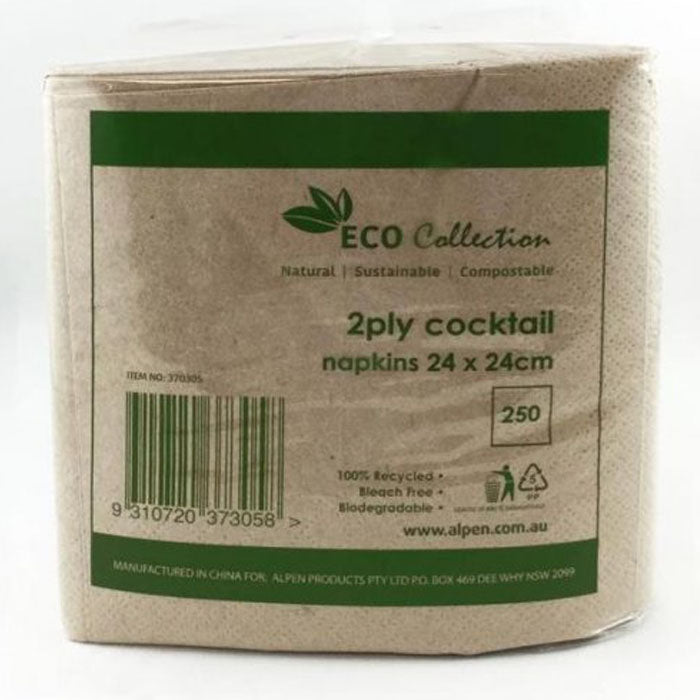 Eco-Friendly Kraft Cocktail Napkins - Biodegradable & Sustainable Party Napkins for Weddings, Events, and Home Entertaining