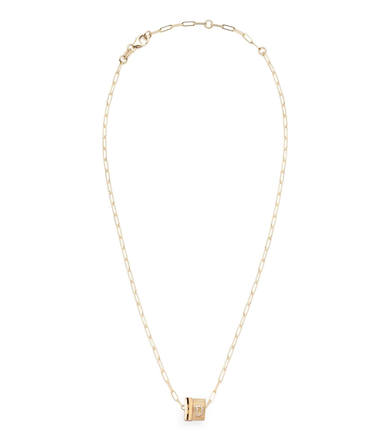 Pave Diamond Initial & Chubby Gold Heartbeat Super Fine Clip Chain Necklace - Elegant Layering Jewelry for Women, Perfect for Valentine's Day, Anniversary & Everyday Wear