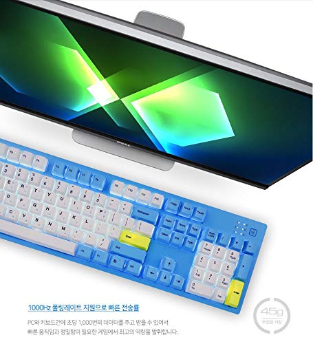 ABKO Hacker K990 V3 Skymoon Mechanical Gaming Keyboard - 45G Capacitive Non-Contact Switch, Cherry MX Compatible, White Backlit LED, Waterproof Design, 104 Key (English/Korean Layout) - Perfect for Esports, Office Work & Programming