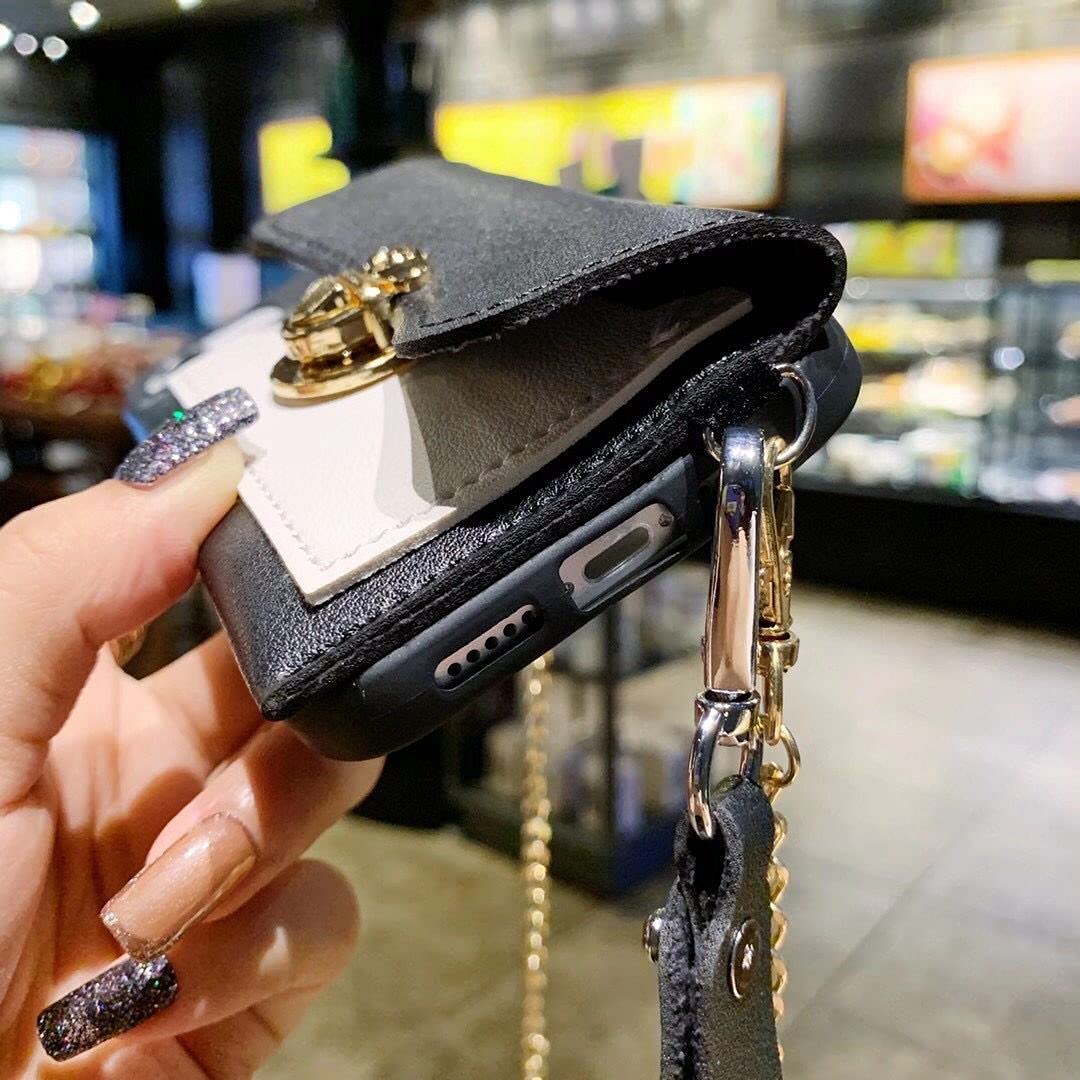 Leather Crossbody Wallet Case for iPhone 12 Mini with Card Holder Slots, Detachable Wrist Strap & Shoulder Chain - Magnetic Protective Purse Phone Cover for Women (Blue) | Perfect for Travel, Shopping & Everyday Use