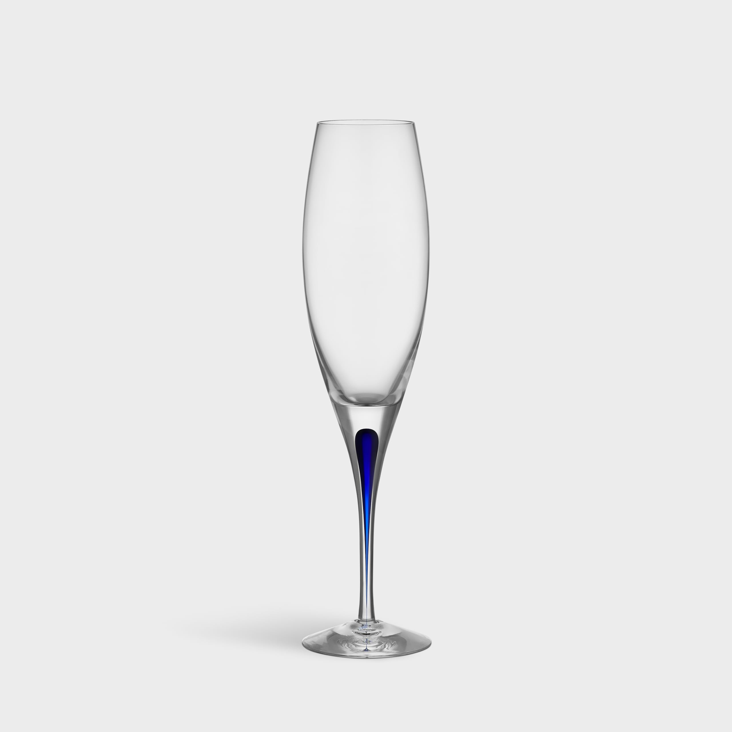 Orrefors Intermezzo 7 oz Champagne Flute - Set of 1, Elegant Clear & Blue Glass for Wedding Toasts, Anniversary Celebrations & Romantic Dinners - Premium Crystal Wine Glass for Sparkling Wine & Champagne