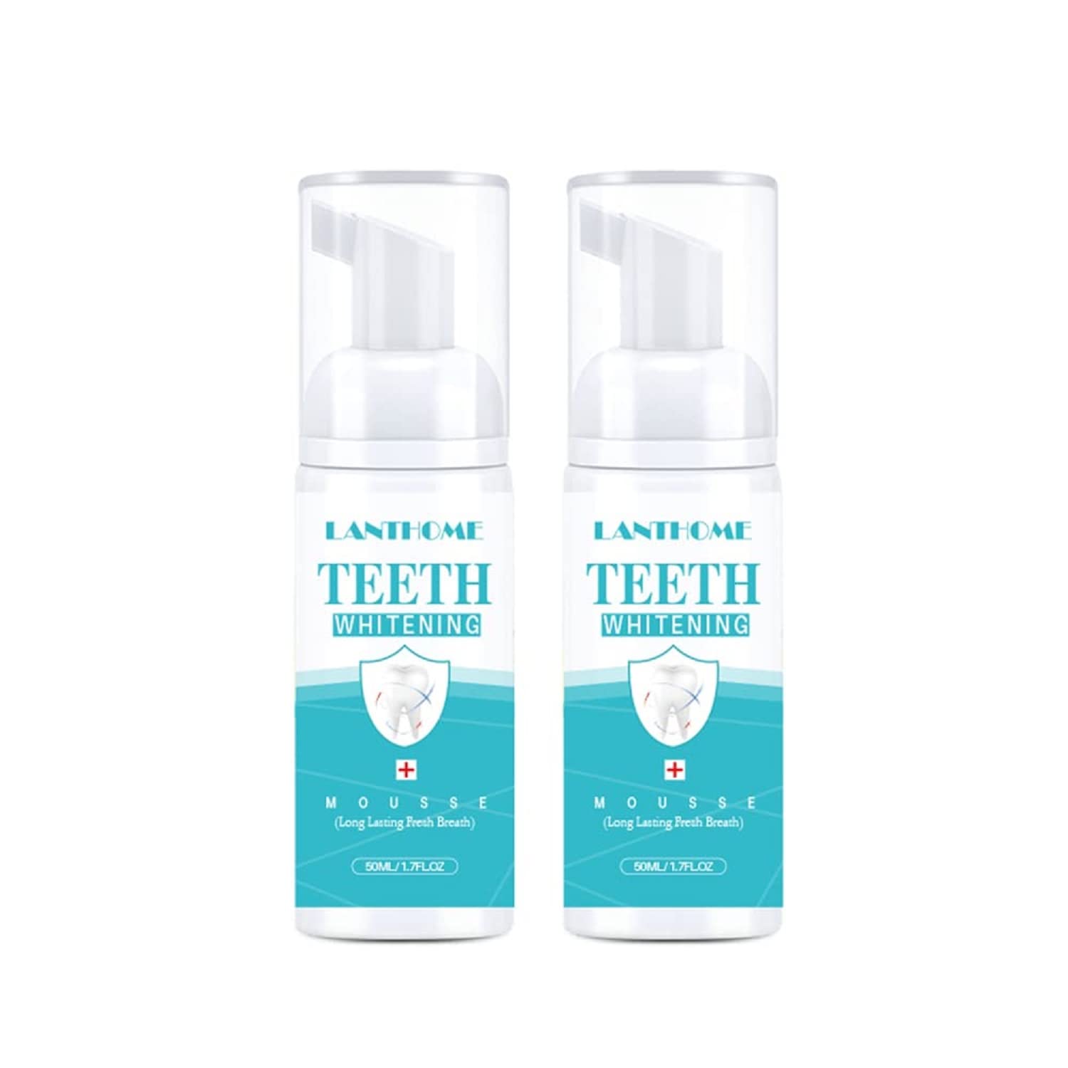 LANTHOME Teeth Whitening Foam - Intensive Stain Removal Toothpaste for Fresh Breath, Daily Oral Care & Whitening - Easy to Use (2 Pack) - Perfect for Date Night & Confidence Boosting Smile