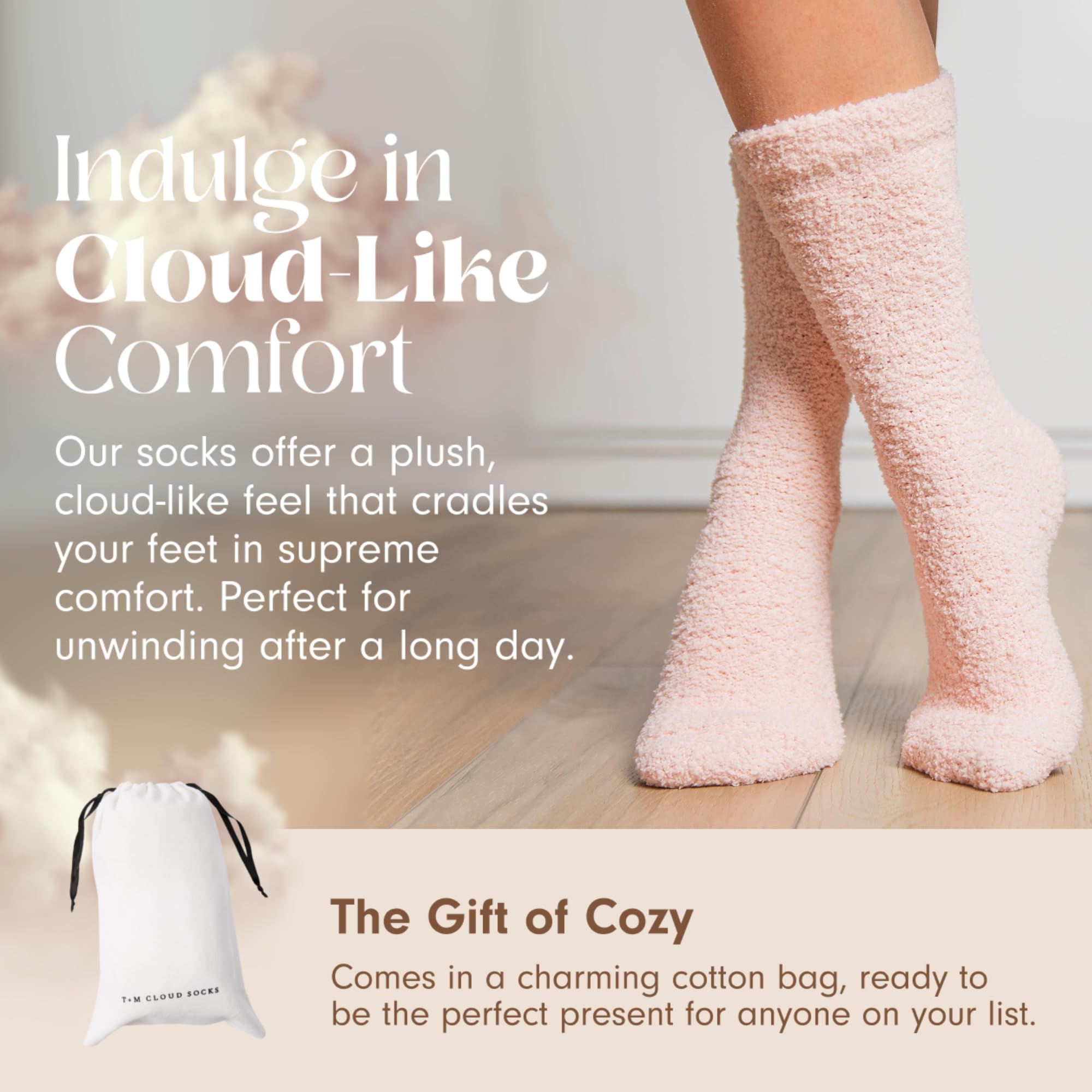 Unboxme Gifts Ultra Soft Cloud Socks for Women & Men - Warm & Cozy Luxury Sleep Socks with Plush Fabric - Perfect for Relaxing at Home, Spa Days & Cold Weather Comfort