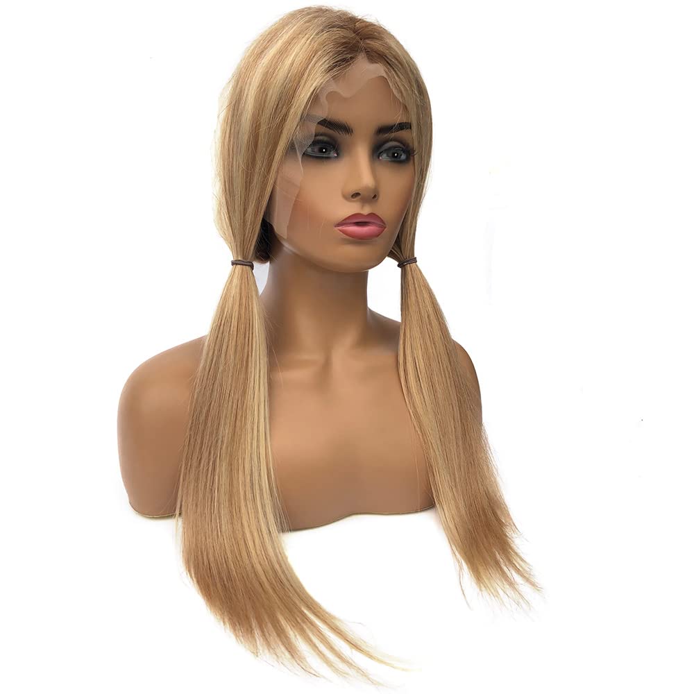 13x4 Transparent HD Lace Front Human Hair Wig - Ombre Balayage Honey Brown to Bleach Blonde - Pre-Plucked Hairline with Baby Hair - Glueless Lace Frontal Wig for Women (24 Inch) | Perfect for Daily Wear, Parties, Cosplay & Special Occasions