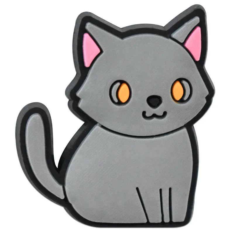 Cute Cat Shoe Charms for Crocs - PVC DIY Badge Pins for Kids Shoes, Jeans & Clogs Accessories - Christmas Decoration & Wholesale (1PC) - Perfect for DIY Crafts, Gift Giving & Shoe Customization