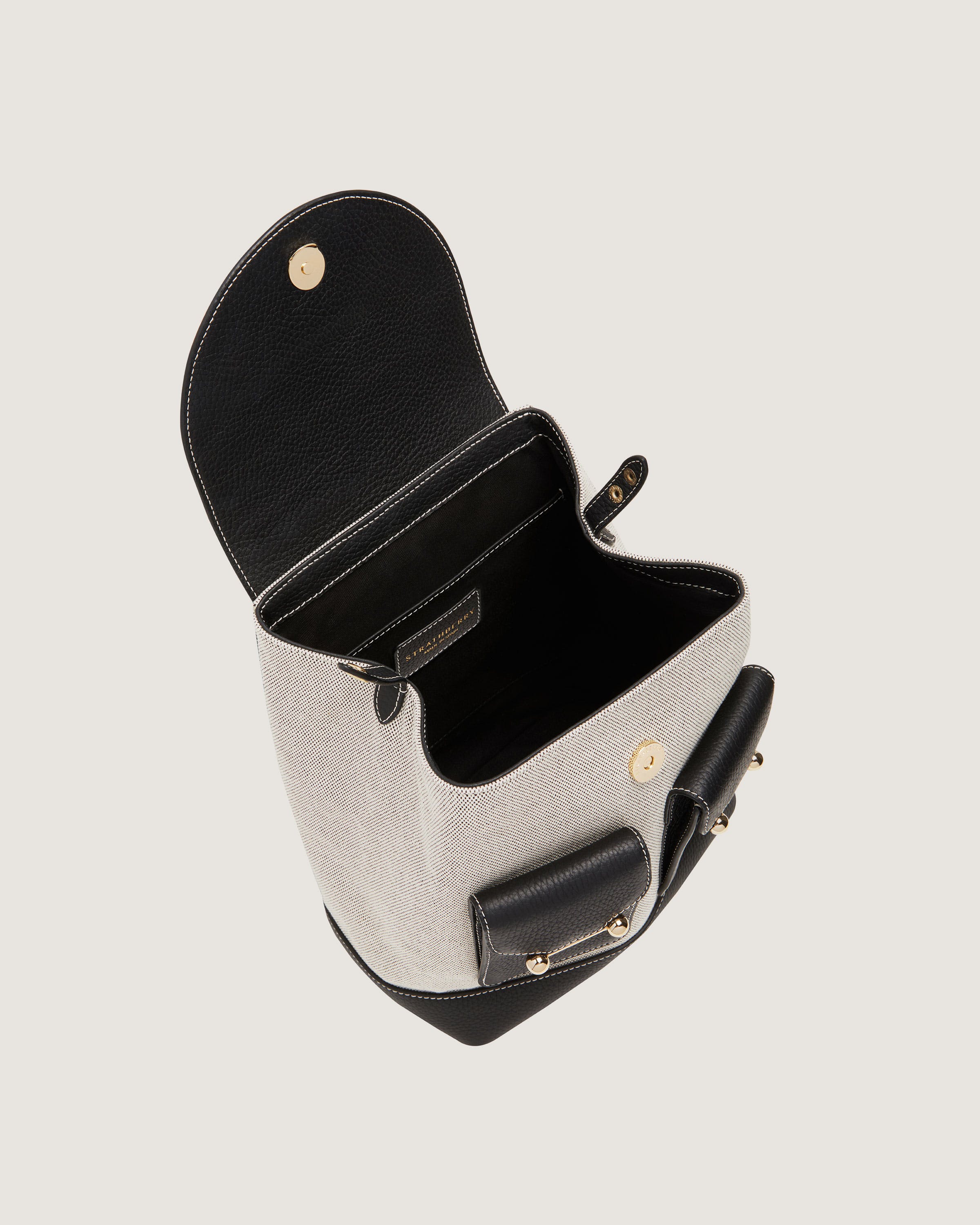 Osette Canvas Backpack - Stylish Black & Cream College School Bag for Women & Men | Perfect for Travel, Work & Daily Commute
