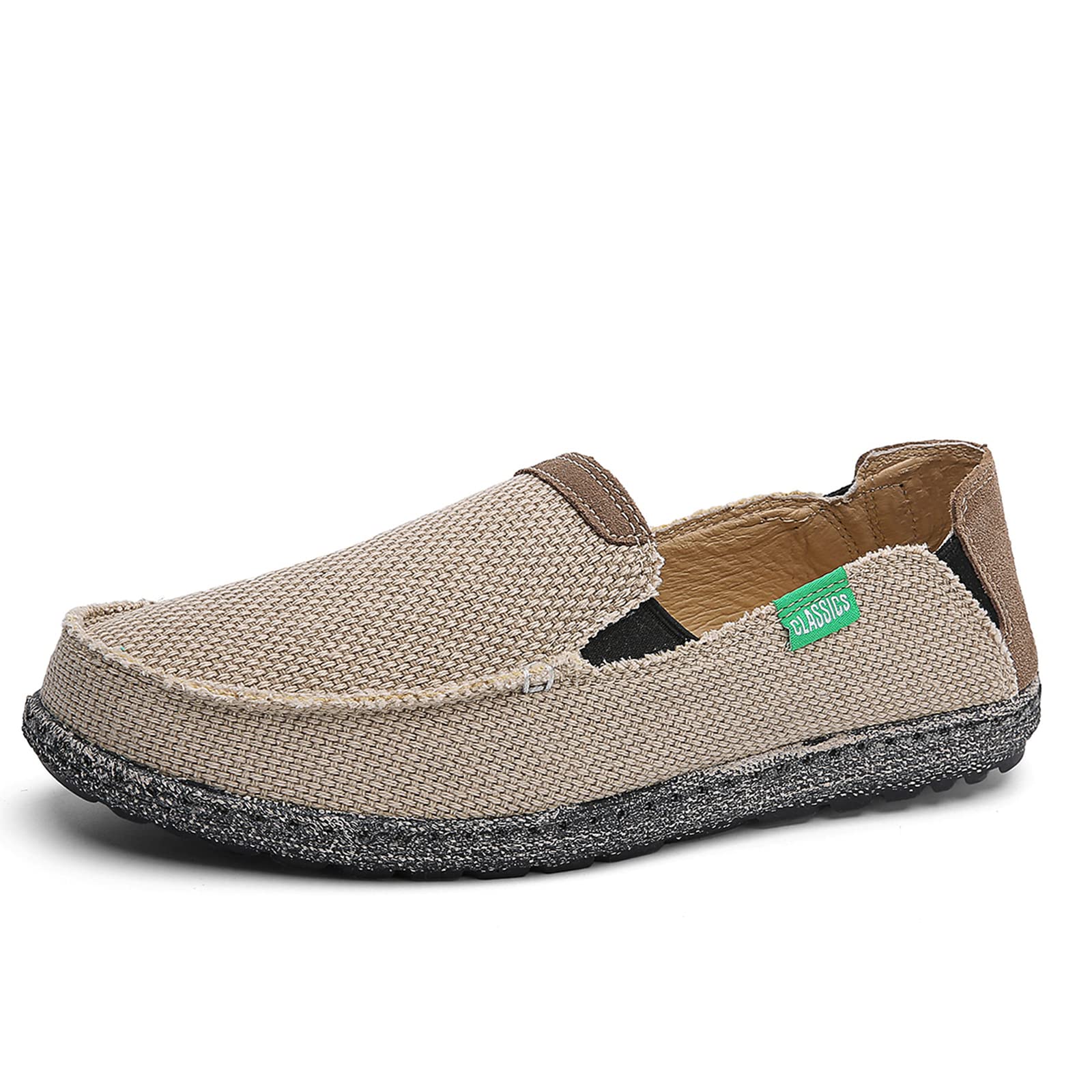 JAMONWU Men's Slip-On Canvas Loafers - Breathable Casual Boat Shoes for Men - Vintage Deck Shoes for Walking, Travel & Summer Outfits