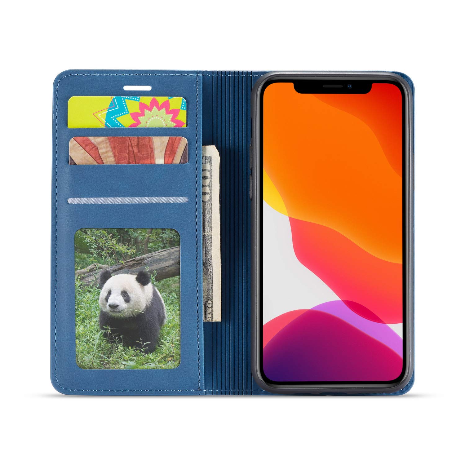 Premium PU Leather Magnetic Flip Wallet Case for iPhone 11 Pro Max (6.5 inch) - Shockproof Card Holder with Kickstand & Hidden Adsorption | Perfect for Work, Travel & Daily Use (Blue, 2019 Model)