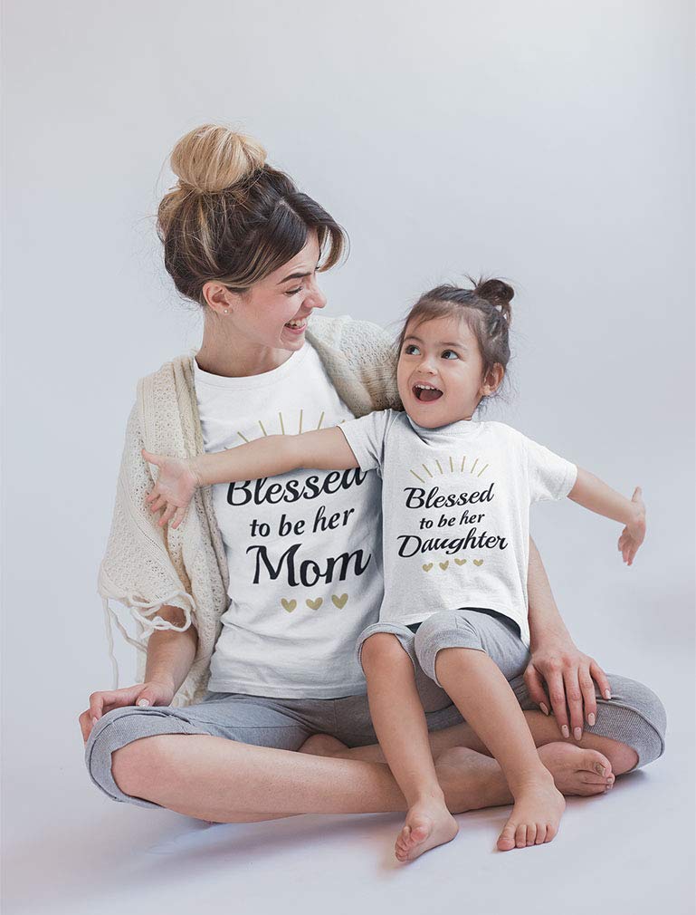 Blessed Mom and Daughter Matching T-Shirts Set - Cute Mommy & Me Outfits for Toddler Girls, Perfect Mother's Day Gift for Mom - Great for Family Photos, Mother-Daughter Events & Special Occasions