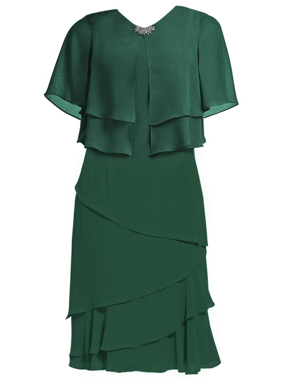 Elegant Short Chiffon Mother of The Bride Dress with Pleats - Formal Evening Gown for Wedding Guest - Perfect for Cocktail Parties, Rehearsal Dinners & Special Occasions