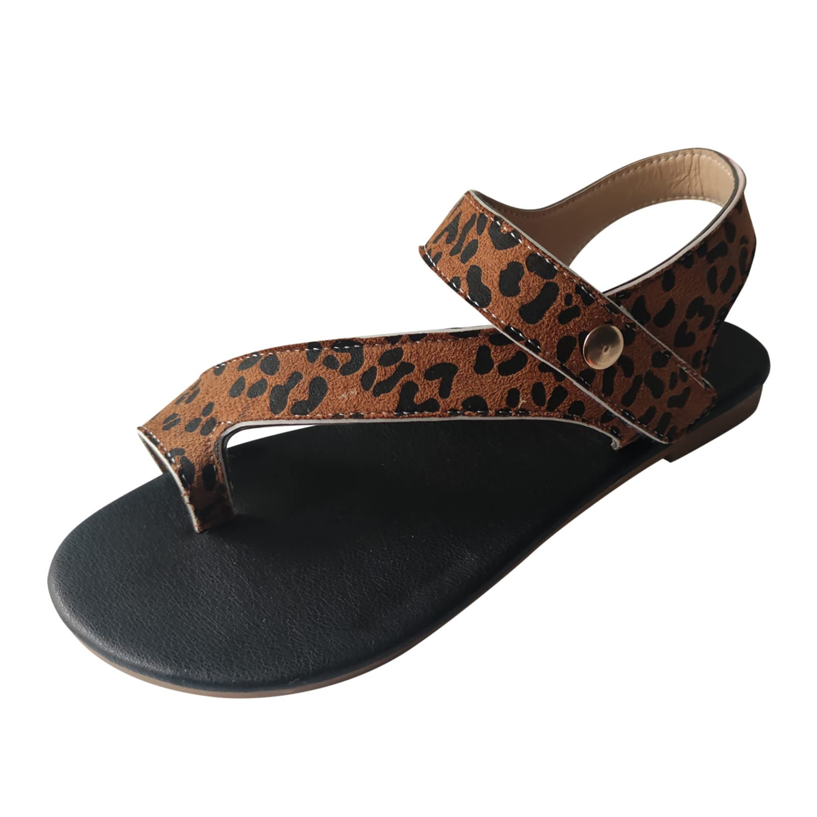 Women's Orthotic Sandals - Comfortable Flip Flops with Arch Support - Flat Boho Leopard Print Roman Sandals for Summer Walking, Beach Vacation & Casual Outfits