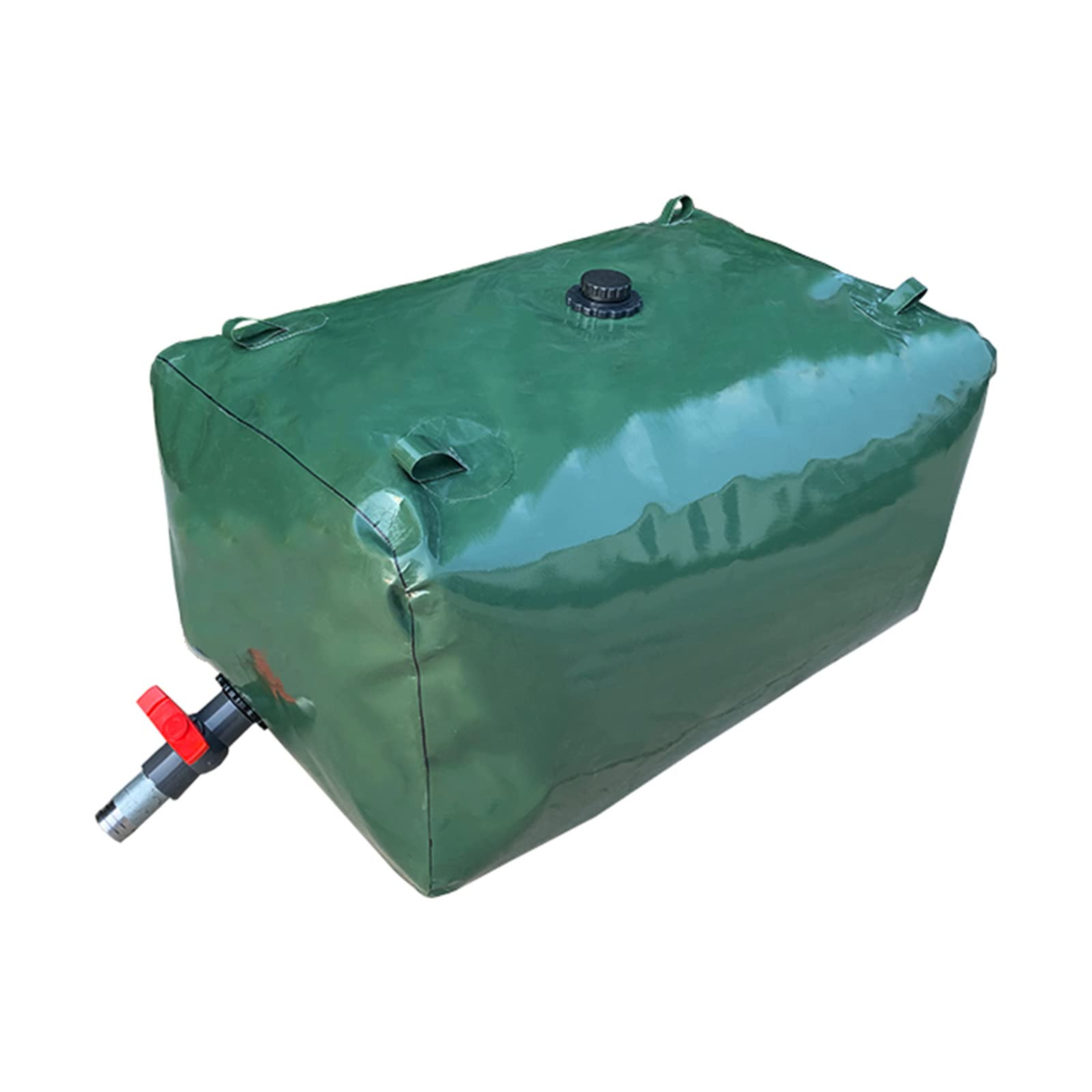 SunCourtyard Portable Collapsible Water Storage Container - Food Grade, On/Off Valve, Foldable Water Bag for Camping, Hiking, Emergency & Outdoor Activities - Green with Pull Ring
