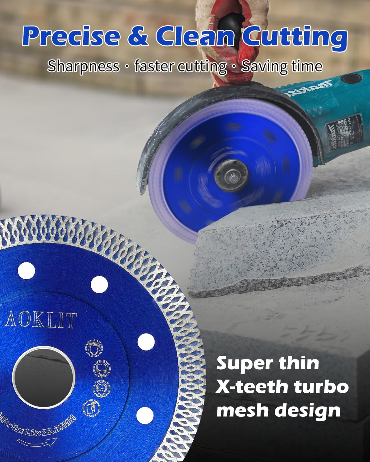 4.5 Inch Super Thin Diamond Tile Blade - 10 Pack Premium Diamond Cutting Blades for Angle Grinder - Perfect for Porcelain, Granite & Marble Tiles (Blue) - Ideal for DIY Home Renovation, Tile Installation & Professional Construction Projects