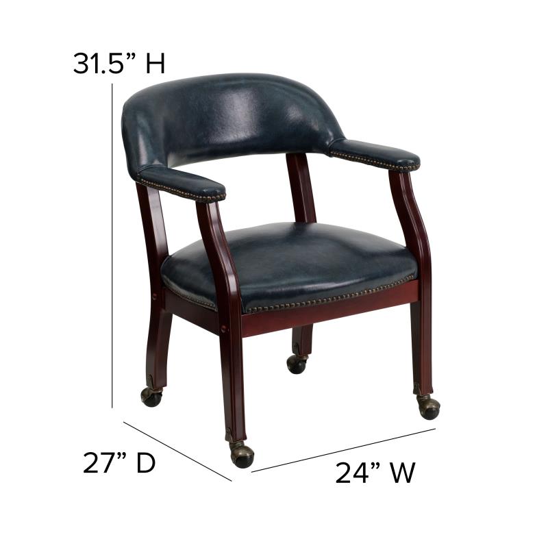Premium FLASH Vinyl Conference Chair with Accent Nailhead Trim & Smooth-Rolling Casters - Ergonomic Office Chair for Executive Meetings, Home Office & Professional Workspaces