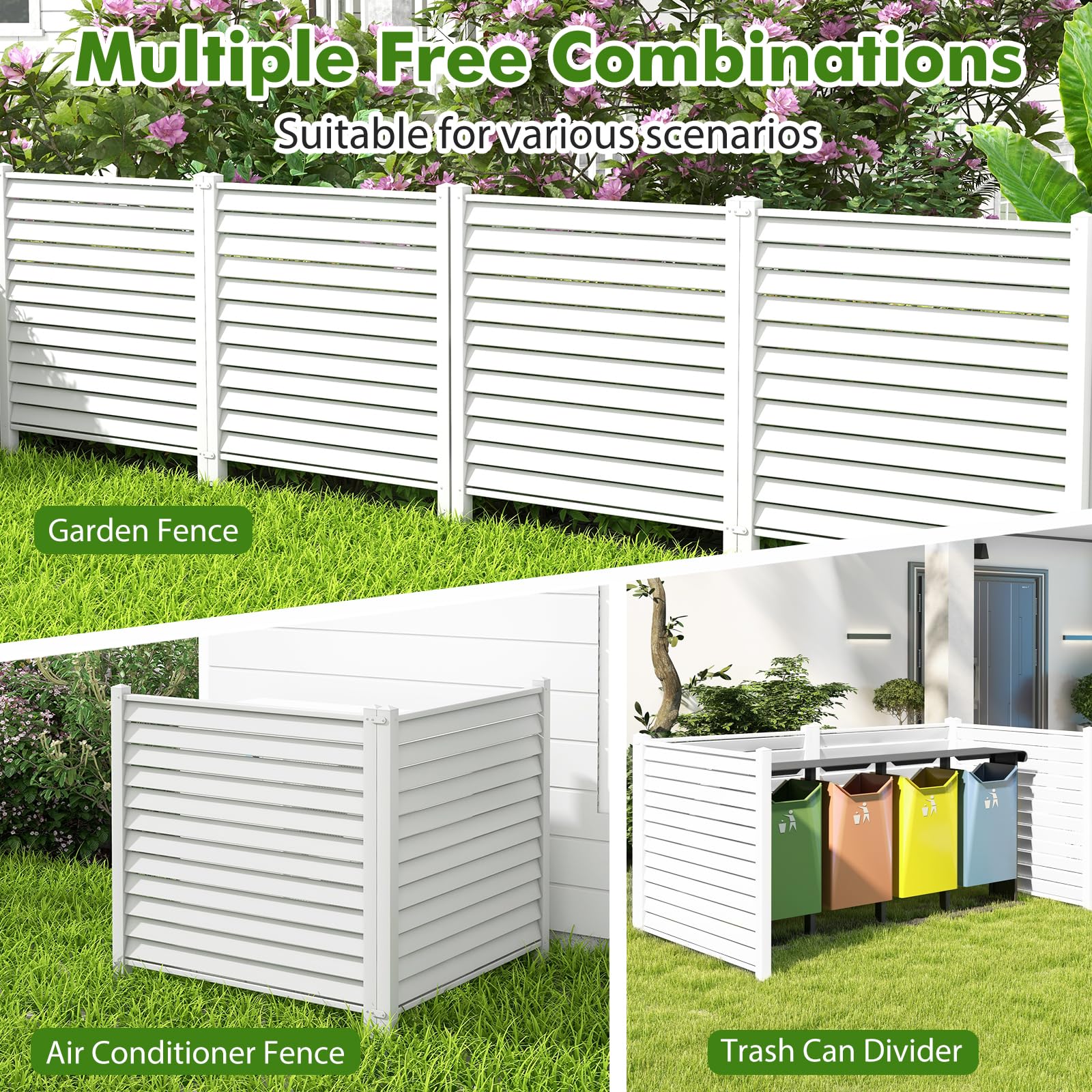 Happygrill 2-Panel PVC Air Conditioner Fence - 45
