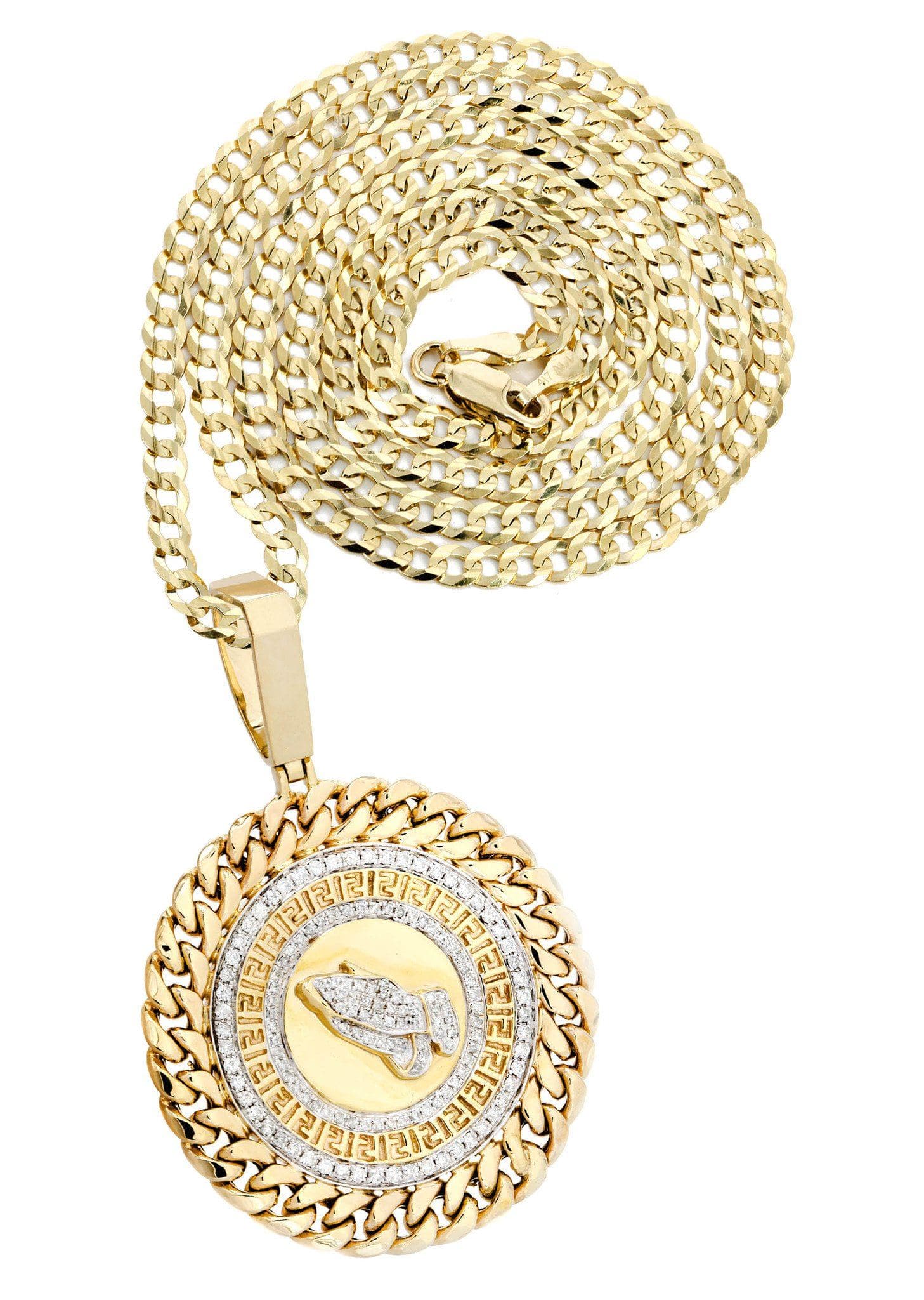 14K Yellow Gold Diamond Praying Hands Pendant Necklace - 1.46 Carat Genuine Diamond Religious Jewelry for Women - Perfect for Prayer, Church & Special Occasions