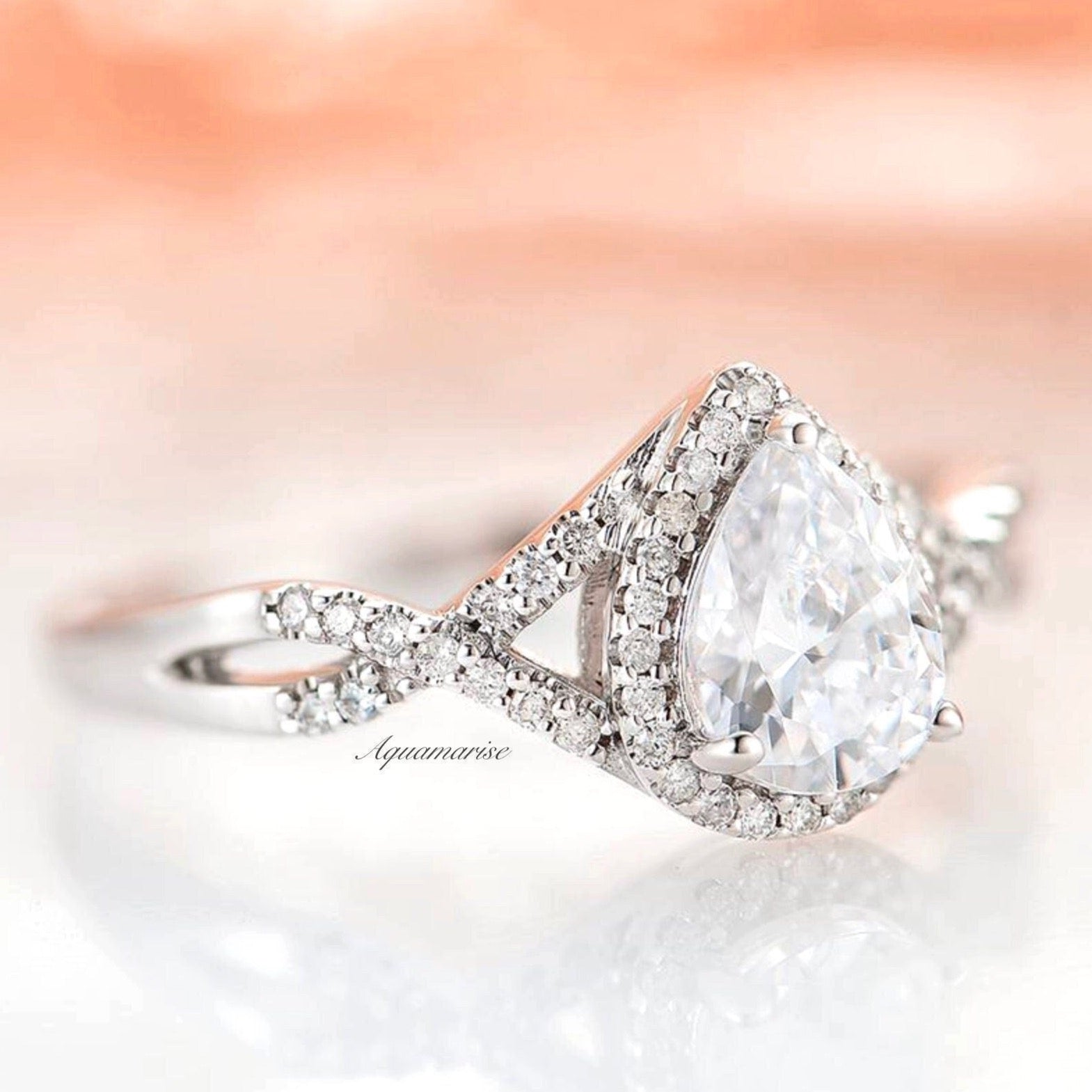 Flair Diamond CZ Ring in Sterling Silver – Elegant Cubic Zirconia Jewelry for Women, Perfect for Weddings, Anniversaries & Special Occasions