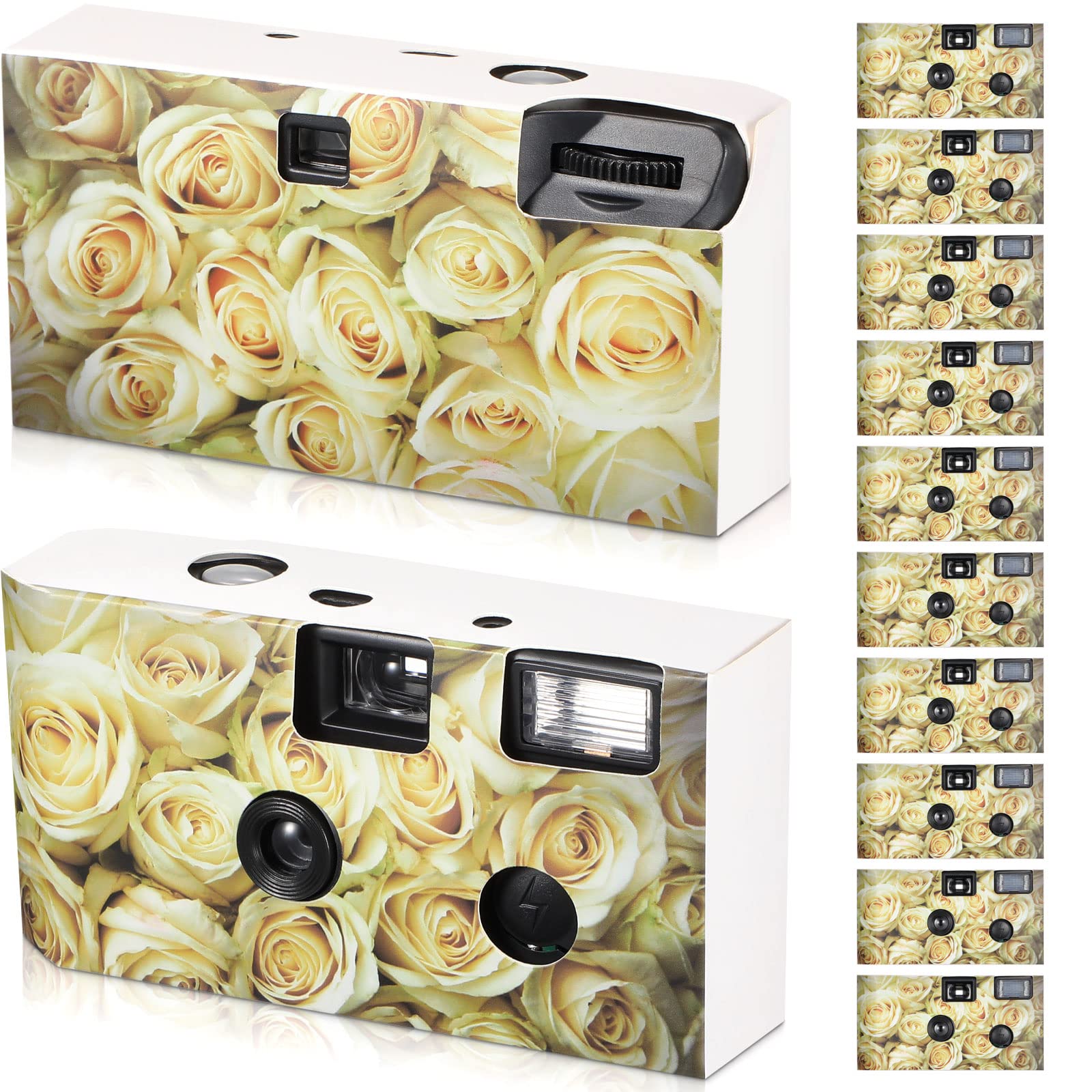 12 Pack Disposable Film Cameras with Flash - Single Use Wedding Cameras for Anniversary, Travel, Camping & Party Supplies (Yellow Rose) - Perfect for Capturing Memories at Events, Vacations & Special Occasions