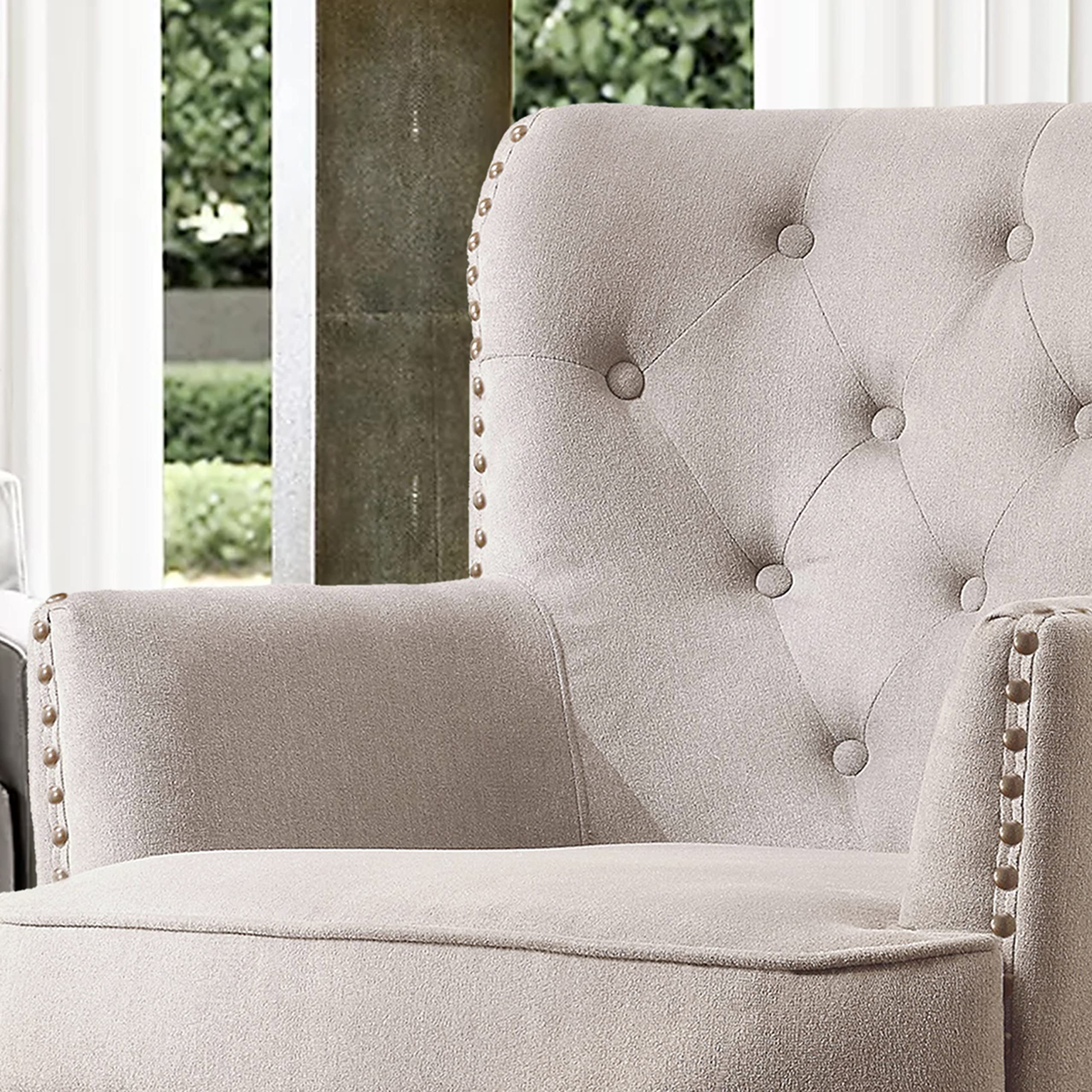 Rosevara Atlas Mid-Century Modern Accent Chair - Upholstered Lounge Armchair with Soft Cushion, Tufted Design for Living Room & Bedroom - Cozy Small Space Seating for Apartments, Reading Nooks & Home Offices