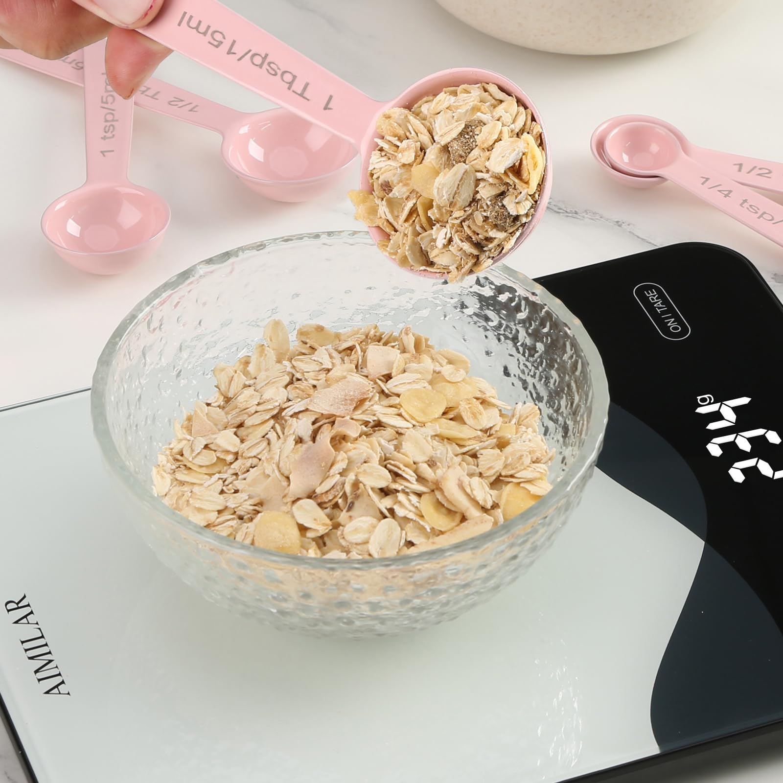 Premium 5-Piece Stainless Steel Measuring Spoons Set - Accurate Metal Measuring Cups & Spoons for Baking, Cooking, Liquid & Dry Ingredients - Durable Kitchen Tools for Home Chefs (Elegant Pink) | Perfect for Baking Cookies, Measuring Coffee & Spices, Meal Prep & DIY Projects