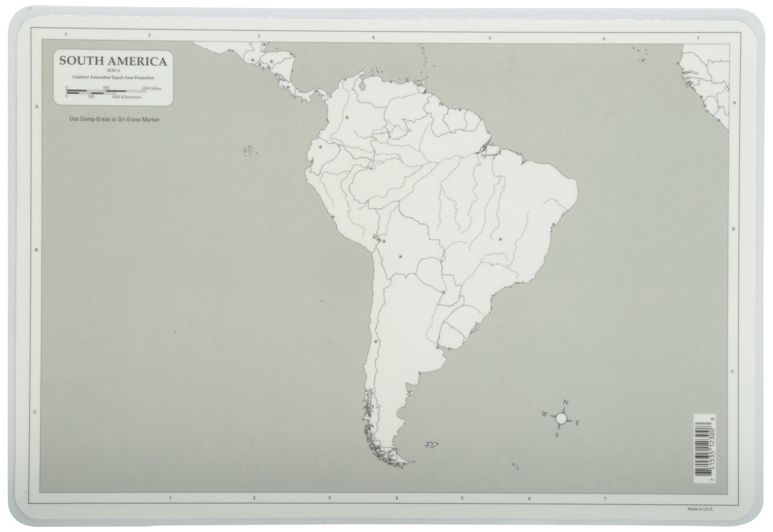 Educational South America Map Placemat for Kids - 12 x 17.5 Inches - Waterproof & Wipeable Geography Learning Tool - Perfect for Classrooms, Homeschooling & Dining Table Learning
