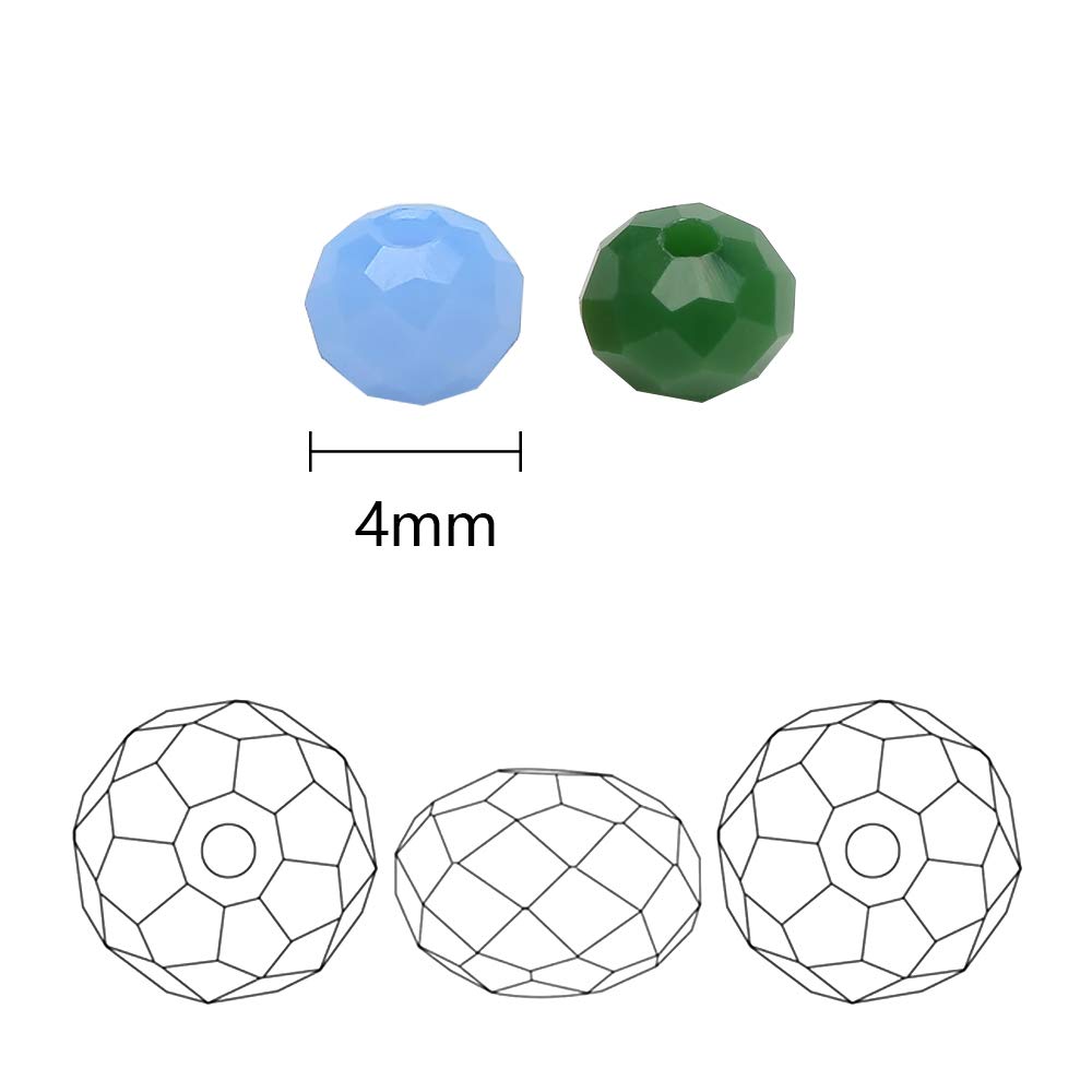 4MM Colorful Rondelle Spacer Beads for Jewelry Making - 2000pcs Faceted Glass Beads in 20 Colors (DIY Earrings, Bracelets & Necklace) - Perfect for Handmade Jewelry, Craft Projects & Gift Making