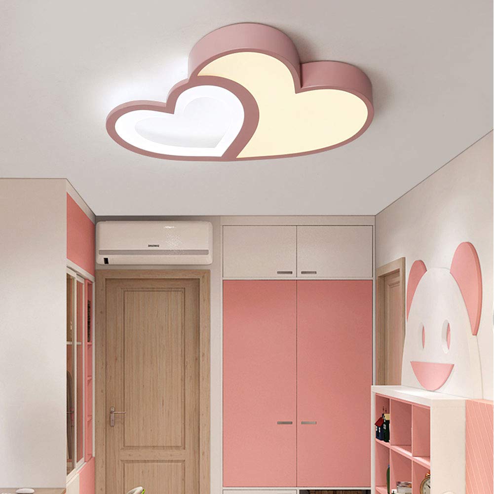 Modern Cartoon Ceiling Lamp - Creative Kids Room Lighting with Dimmable Remote Control, Acrylic Lampshade Chandelier for Bedroom & Nursery (Pink, Stepless Dimming) | Perfect for Children's Bedroom Decor & Playroom Lighting