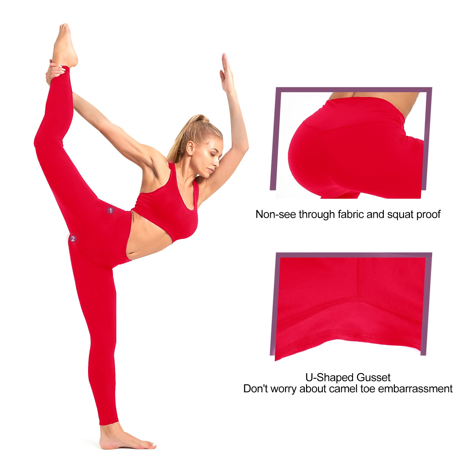 High Waisted Yoga Leggings for Women with Pockets - Tummy Control & Butt Lift Workout Leggings - Running, Gym & Lounge Pants for Active Women