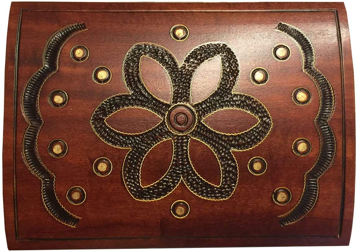 Handmade Floral Wooden Jewelry Box with Lock & Key - Decorative Keepsake Chest for Rings, Necklaces & Valuables - Perfect for Gifts, Home Decor & Organizing Accessories - Made in Poland