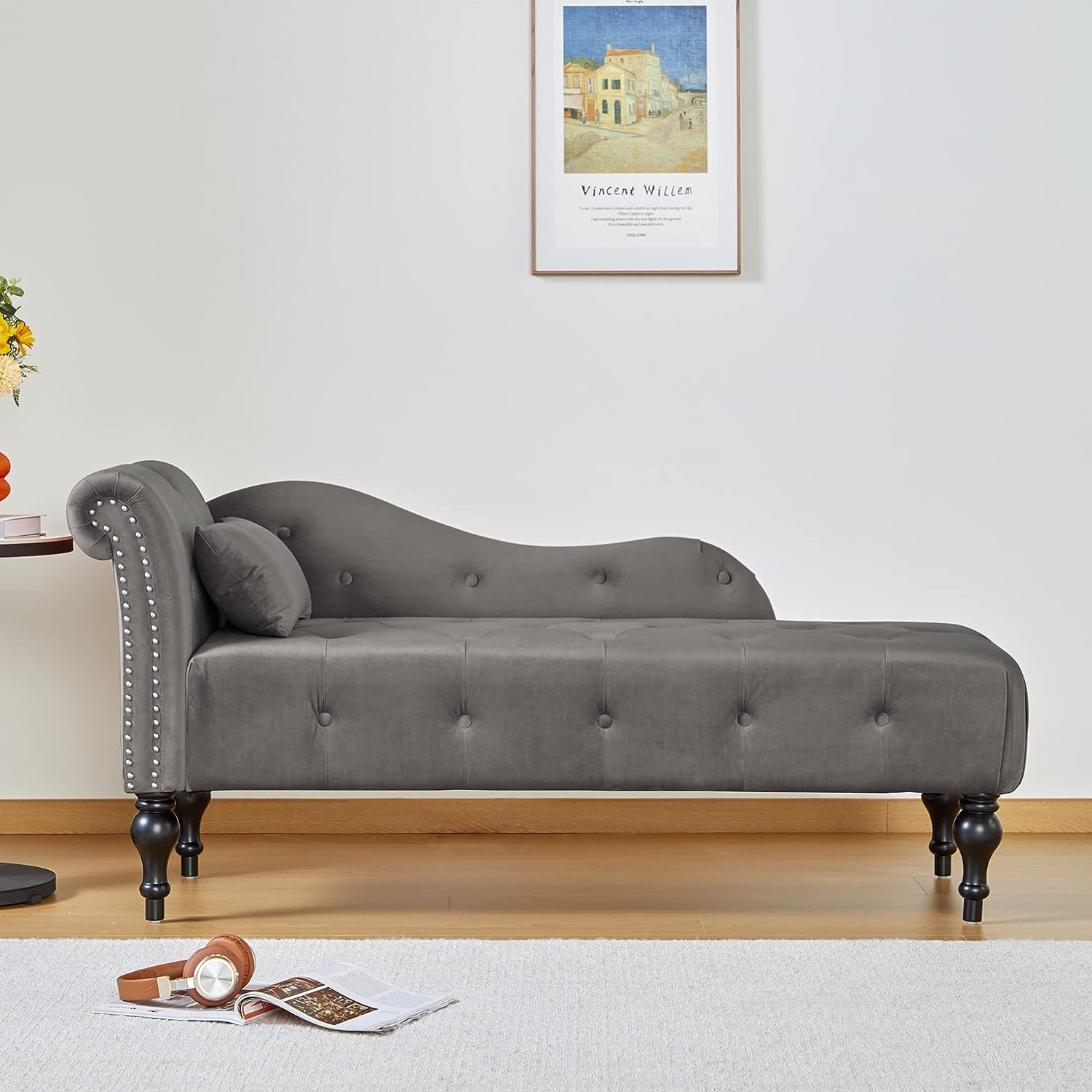 Anwick Tufted Fabric Chaise Lounge - Modern Upholstered Recliner Chair for Living Room & Bedroom | Sleeper Sofa for Relaxing, Reading & Napping